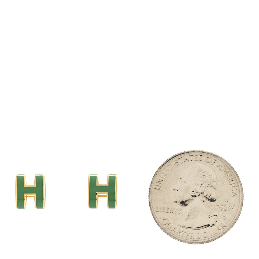 Gold Lacquered Mini Pop H Earrings Malachite