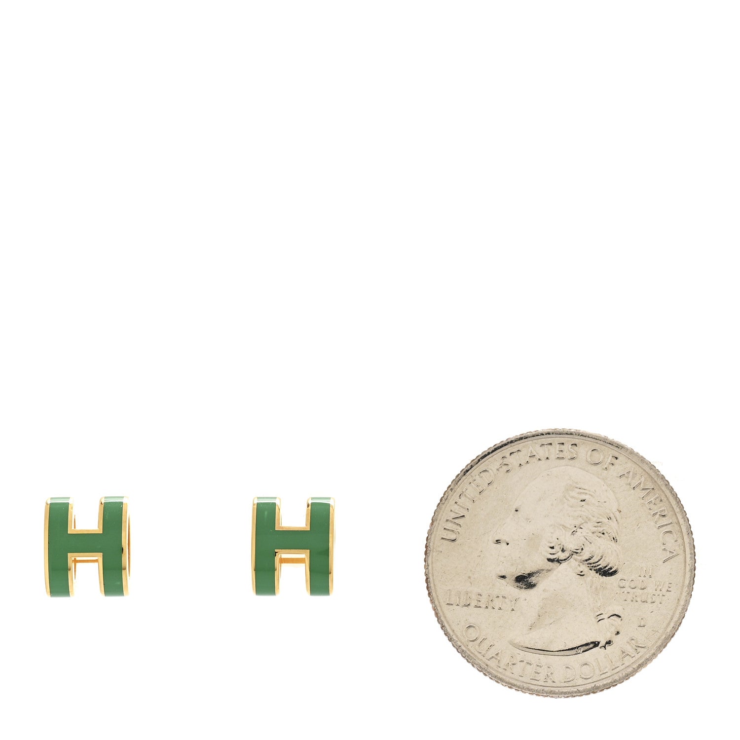 Gold Lacquered Mini Pop H Earrings Malachite