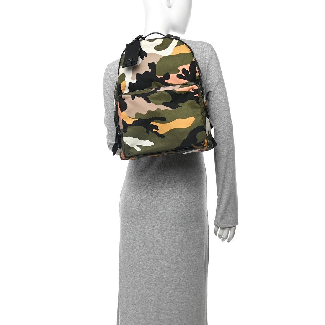 Nylon Camouflage Print Backpack Green Multicolor