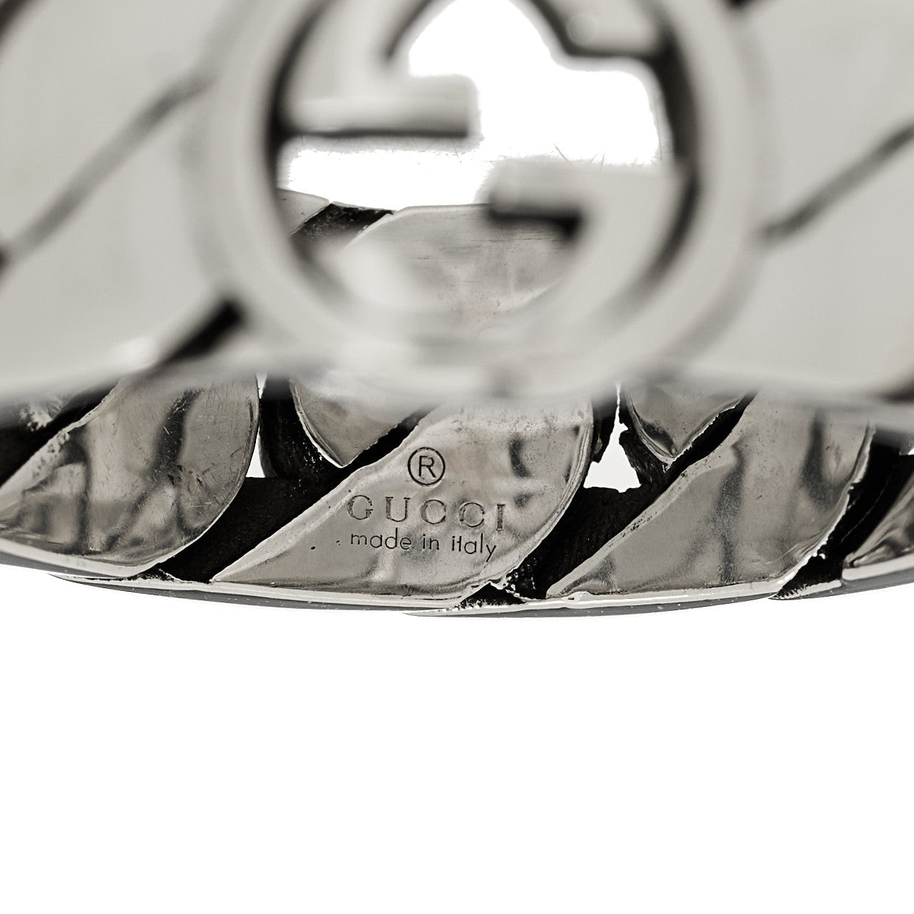 Sterling Silver Interlocking G Chainlink Wide Band Ring