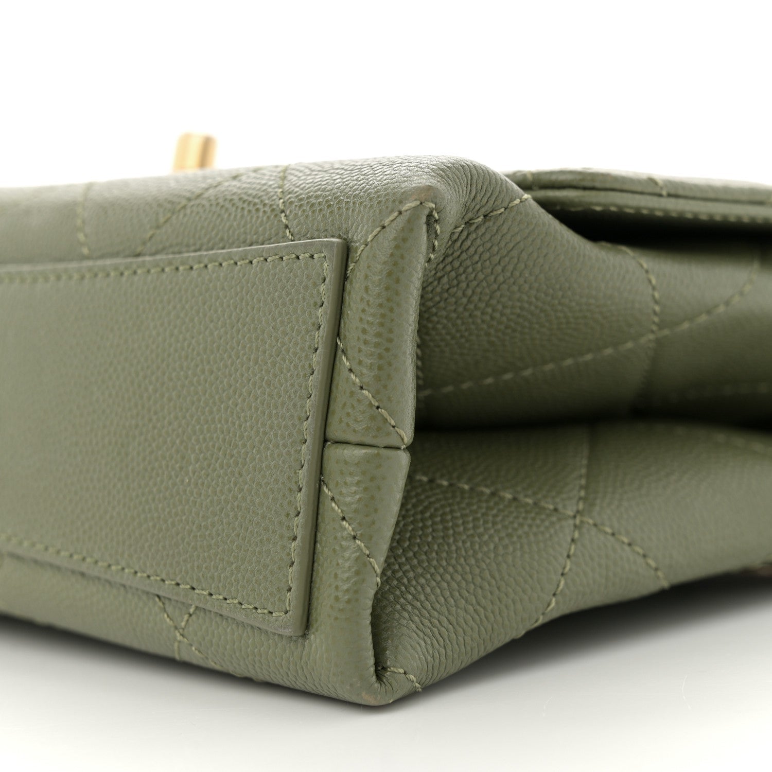 Caviar Quilted Mini Bracelet On Chain Flap Green