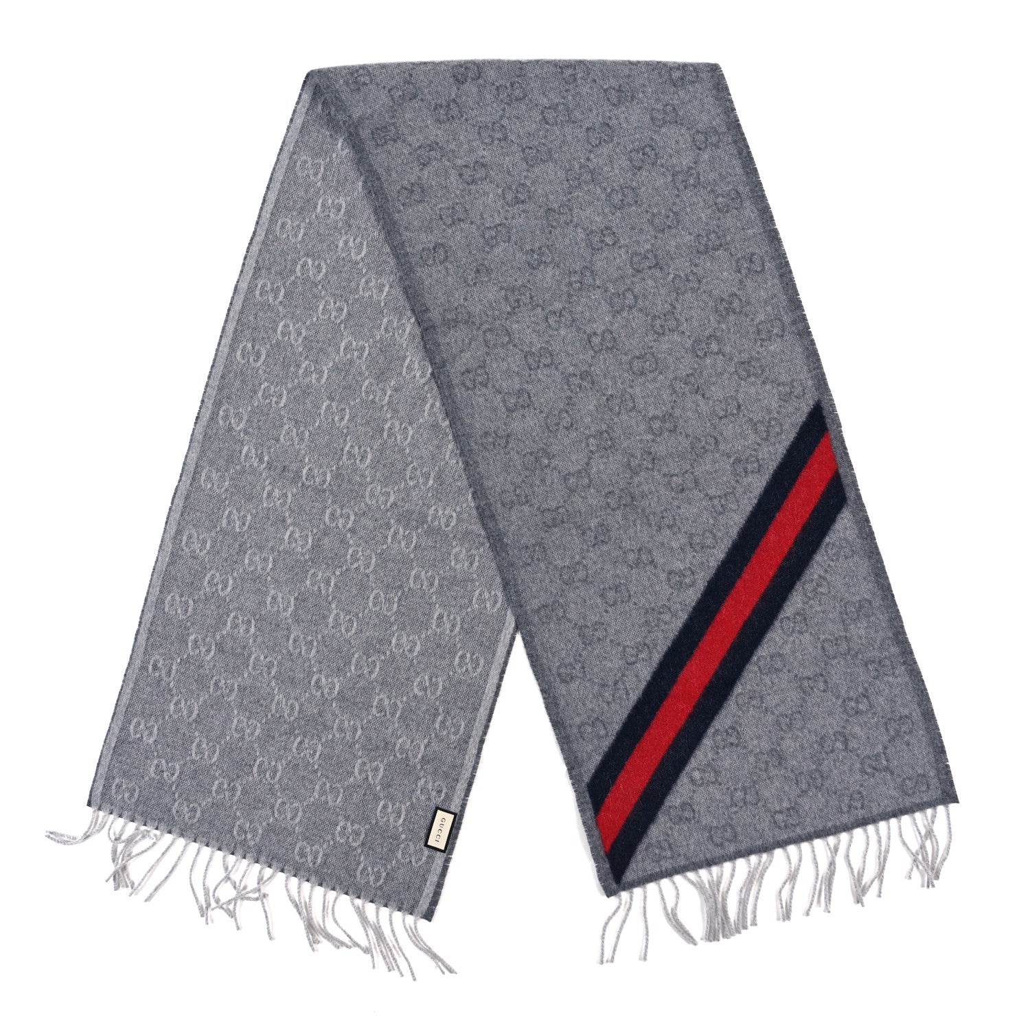 Wool Angora Monogram Web New Nikky Scarf Zinc Blue