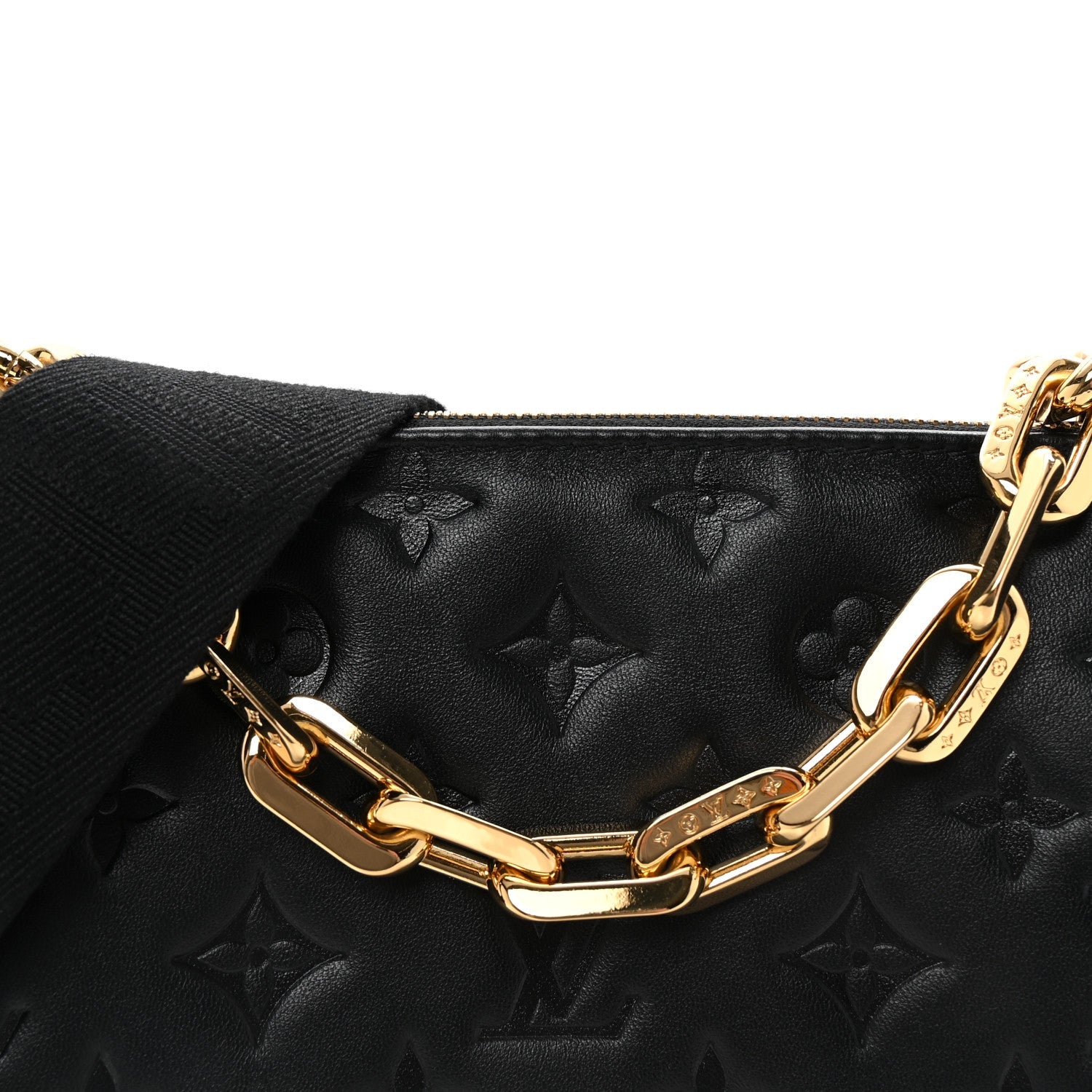 Lambskin Embossed Monogram Coussin PM Black