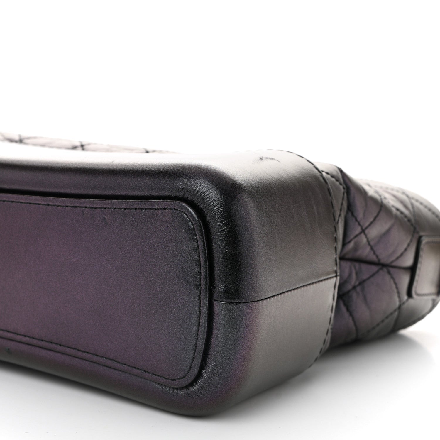 Iridescent Aged Calfskin Quilted Medium Gabrielle Hobo Black