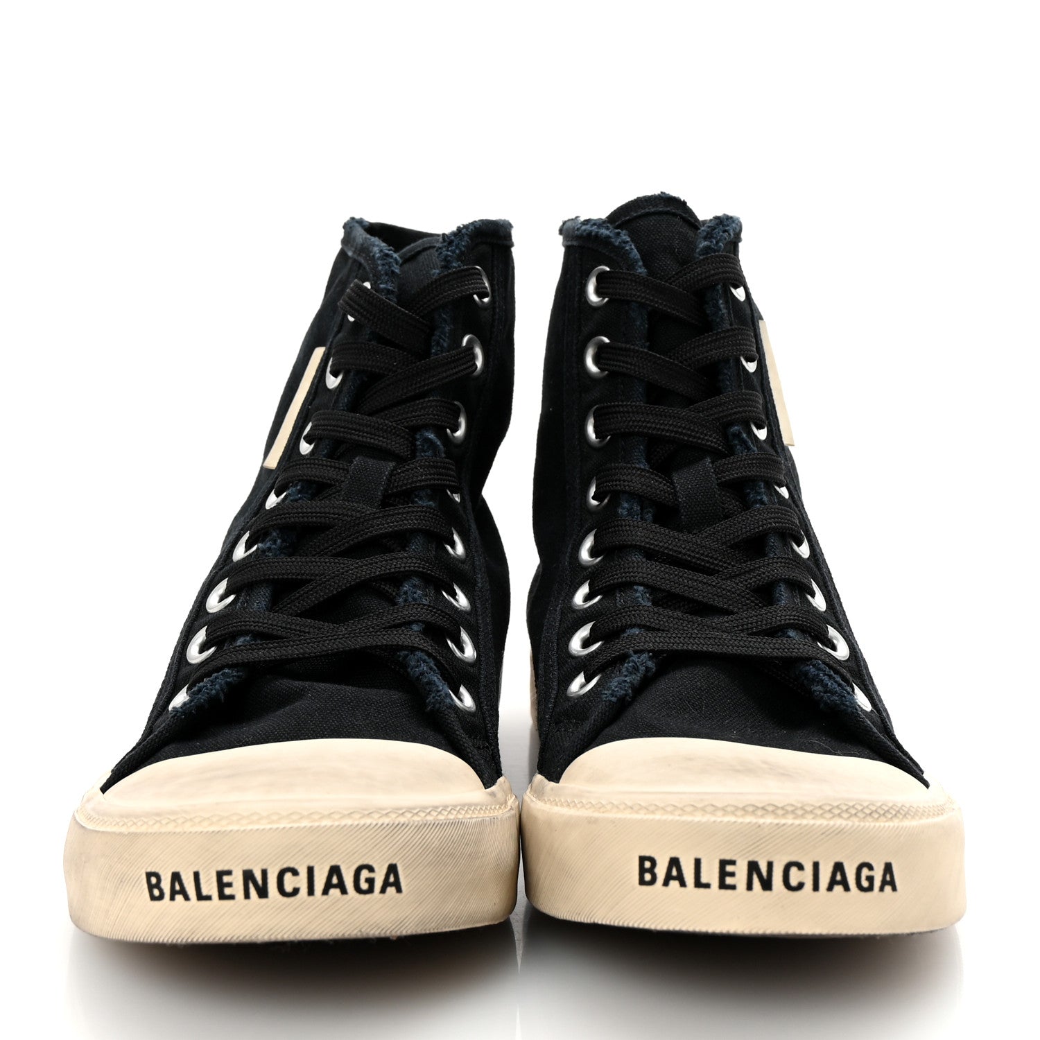 Canvas Distressed Mens Paris High Top Sneakers 38 Black