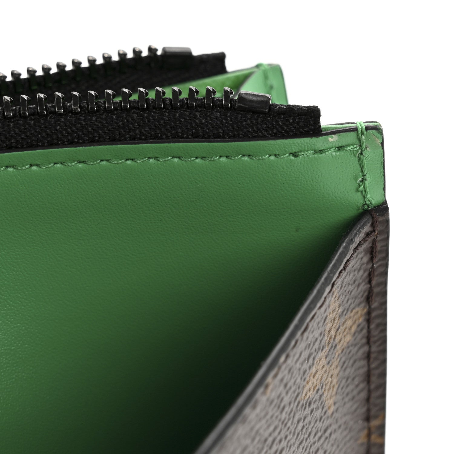 Monogram Calfskin Coin Card Holder Minty Green