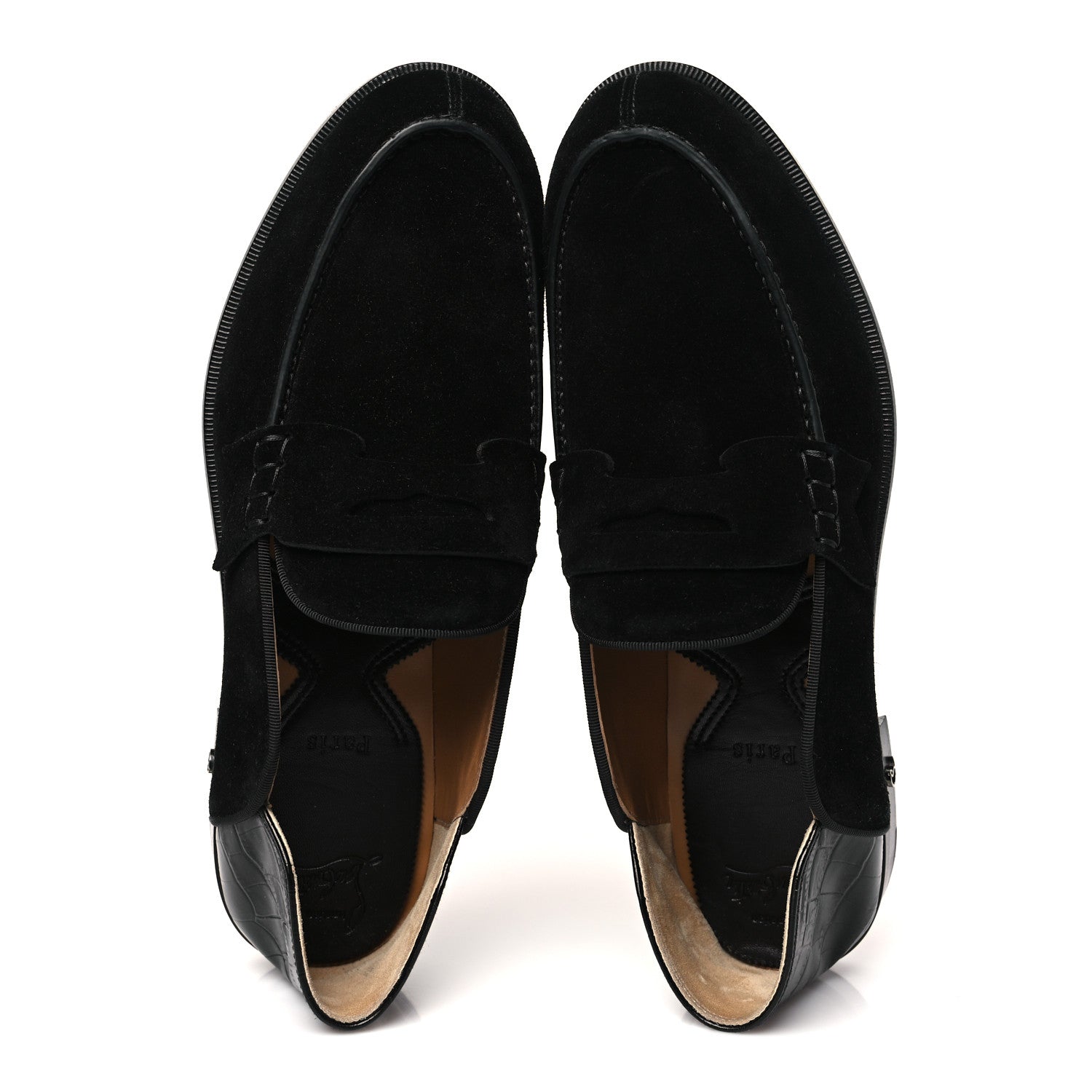 Crosta Alligator Embossed Mens Penny No Back Flat 42.5 Black