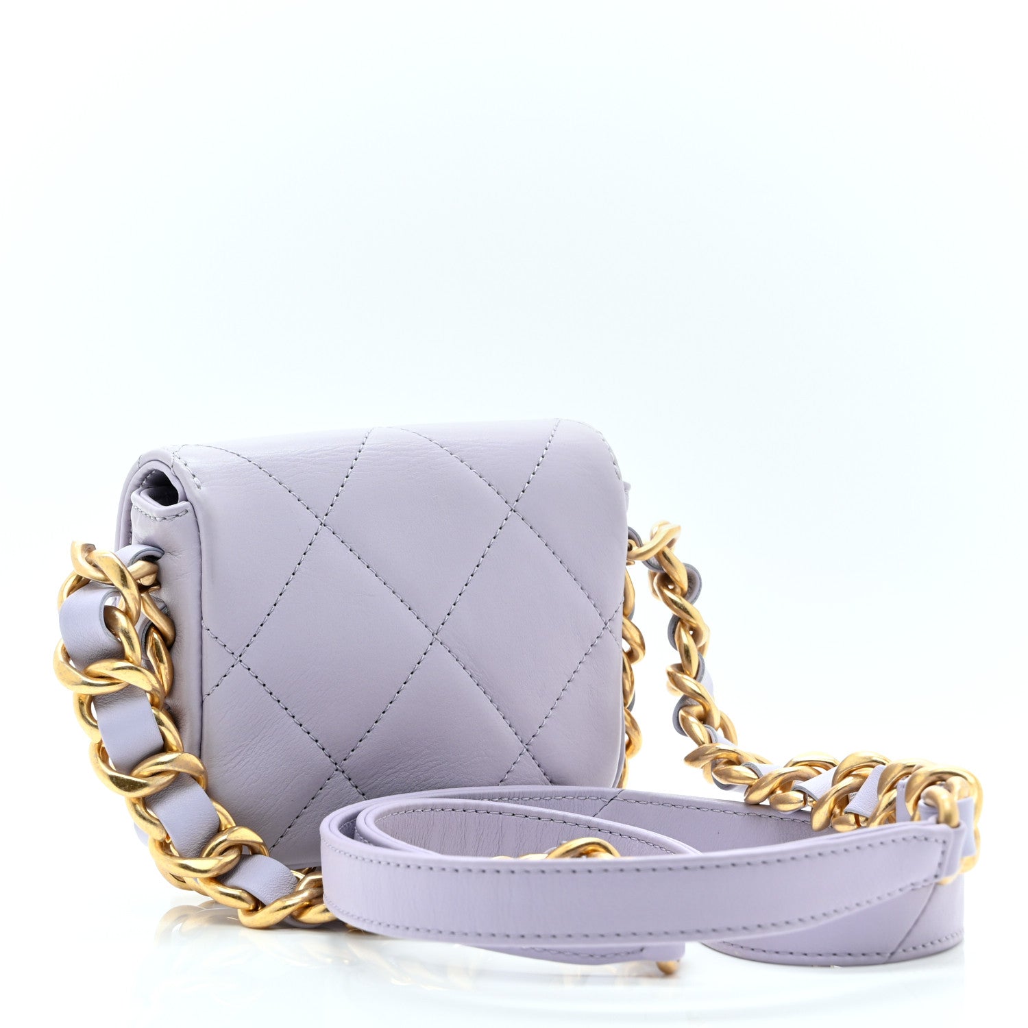 Calfskin Quilted Mini Framing Chain Bag Light Purple