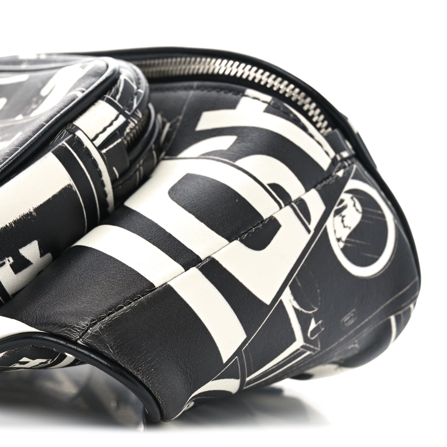 X JAMES JEAN Calfskin Comic Print Belt Bag Black