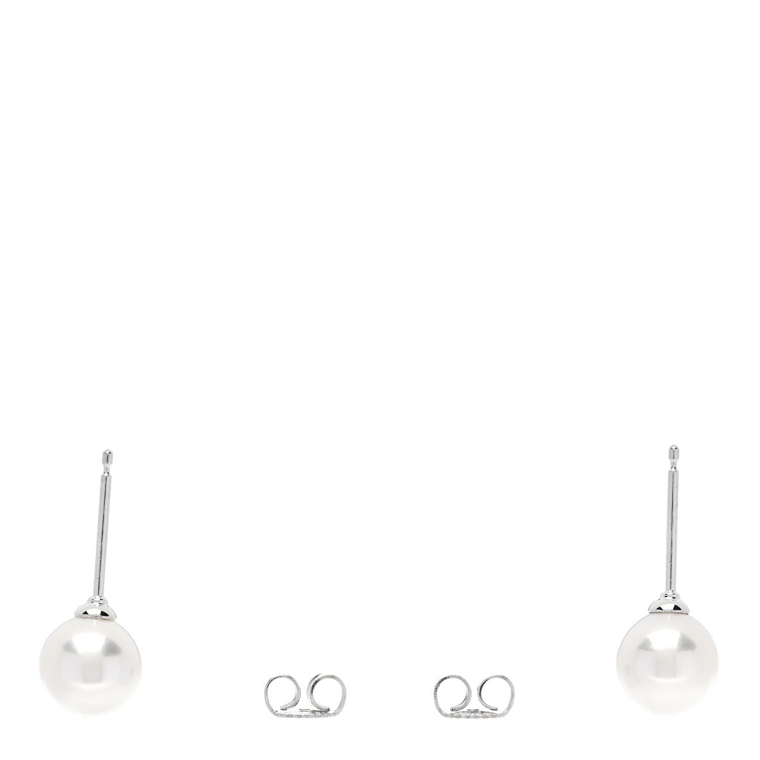 18K White Gold Blue Sapphire Akoya Cultured Pearl 8-8.5mm Stud Earrings