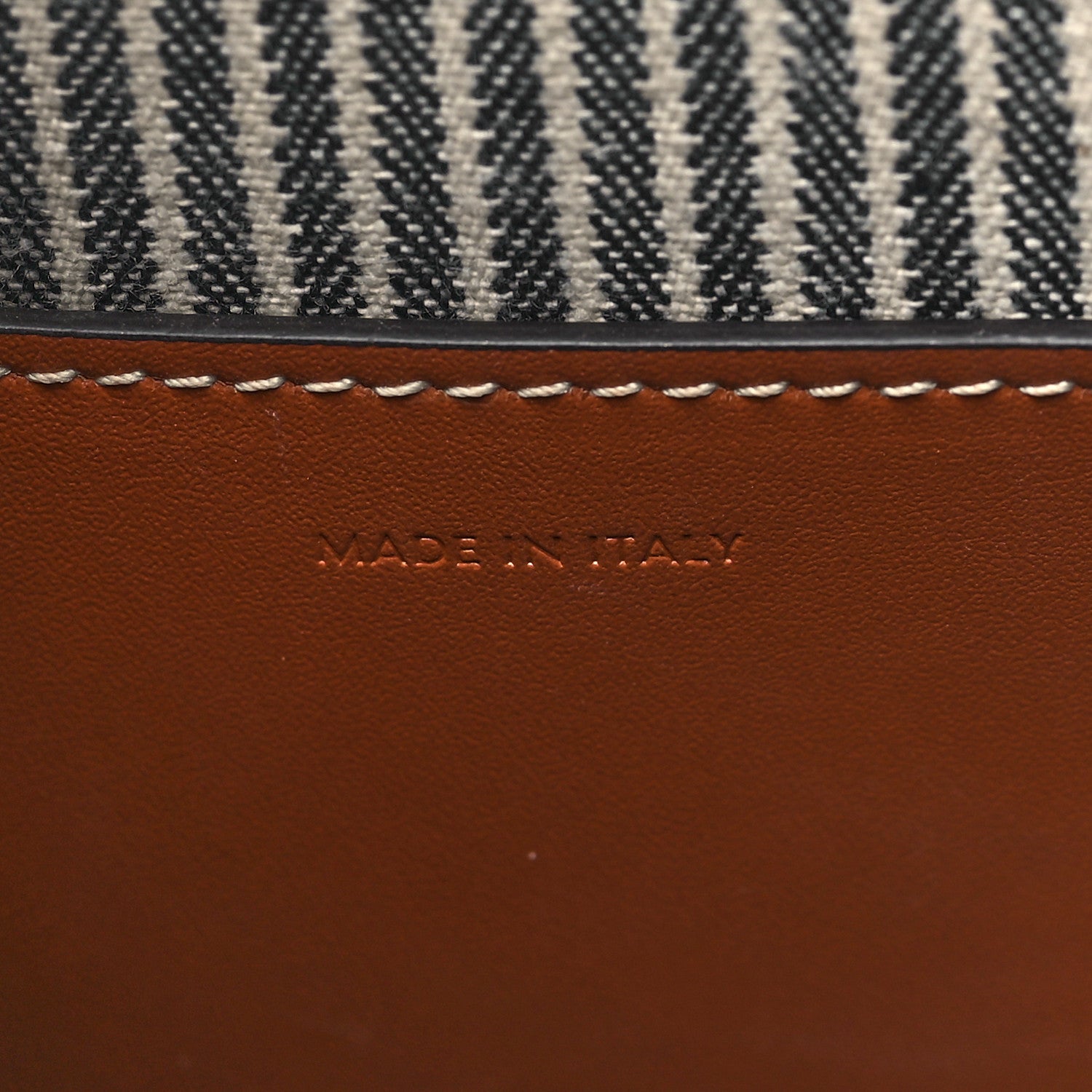 Canvas Calfskin Stripe Triomphe Small Bucket Bag Navy Blue Tan