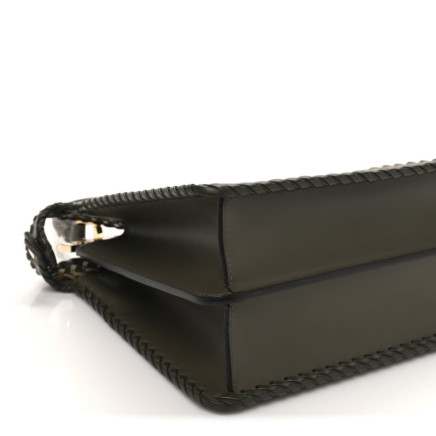 Vitello King Ceylon Shiny Nappa Woven Medium Peekaboo I SEE U Satchel Avocado Cedro Camaleonte