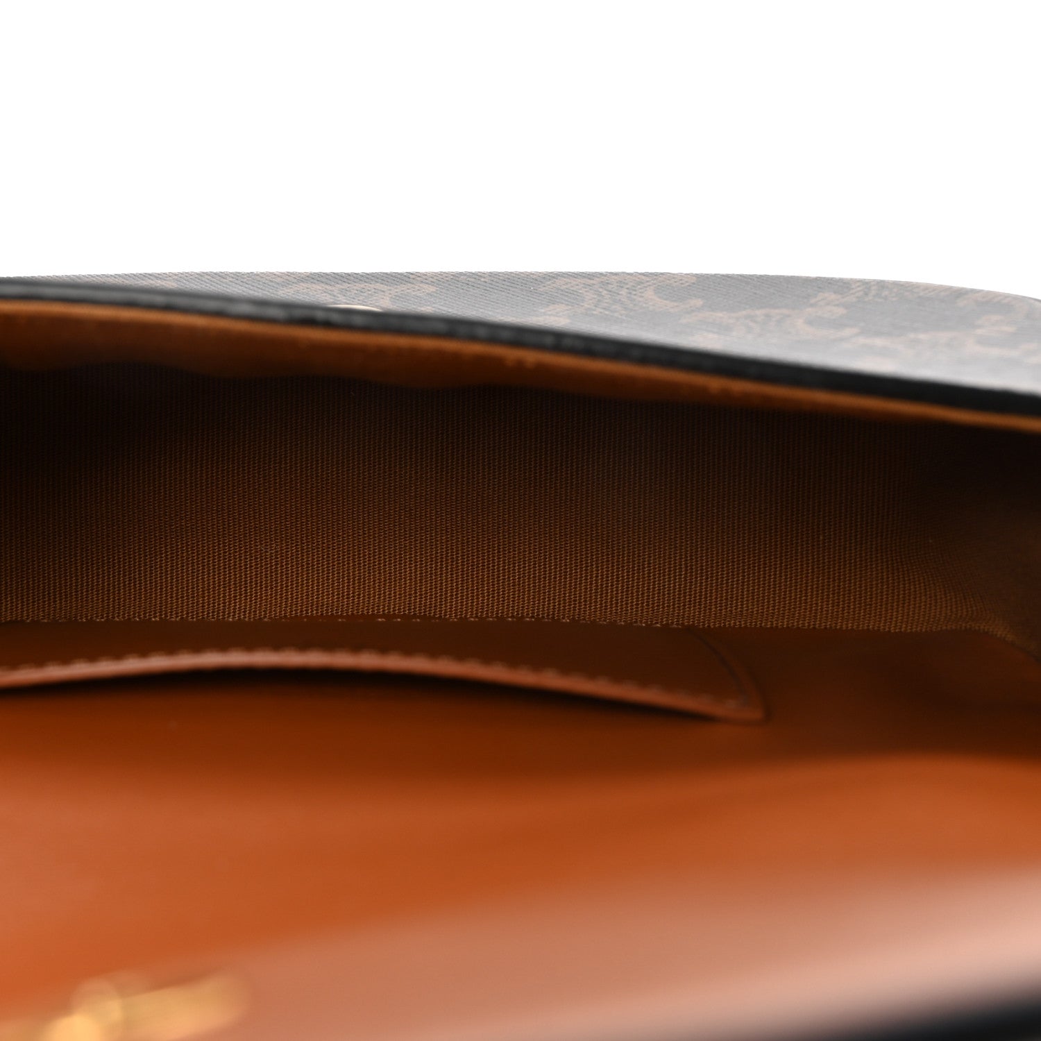 Triomphe Canvas Calfskin Tabou Clutch on Strap Tan