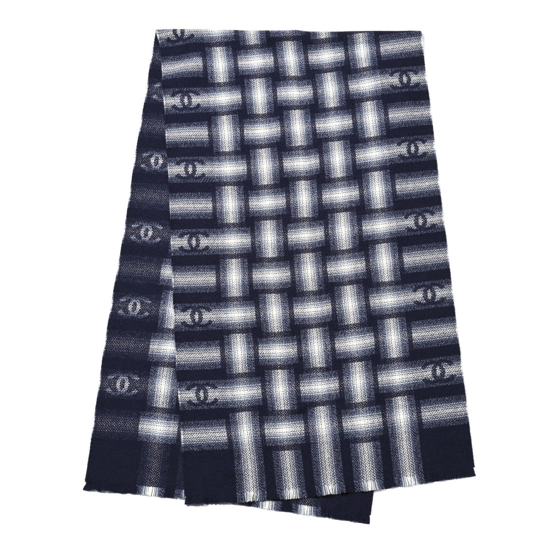Cashmere Check CC Stole Dark Navy