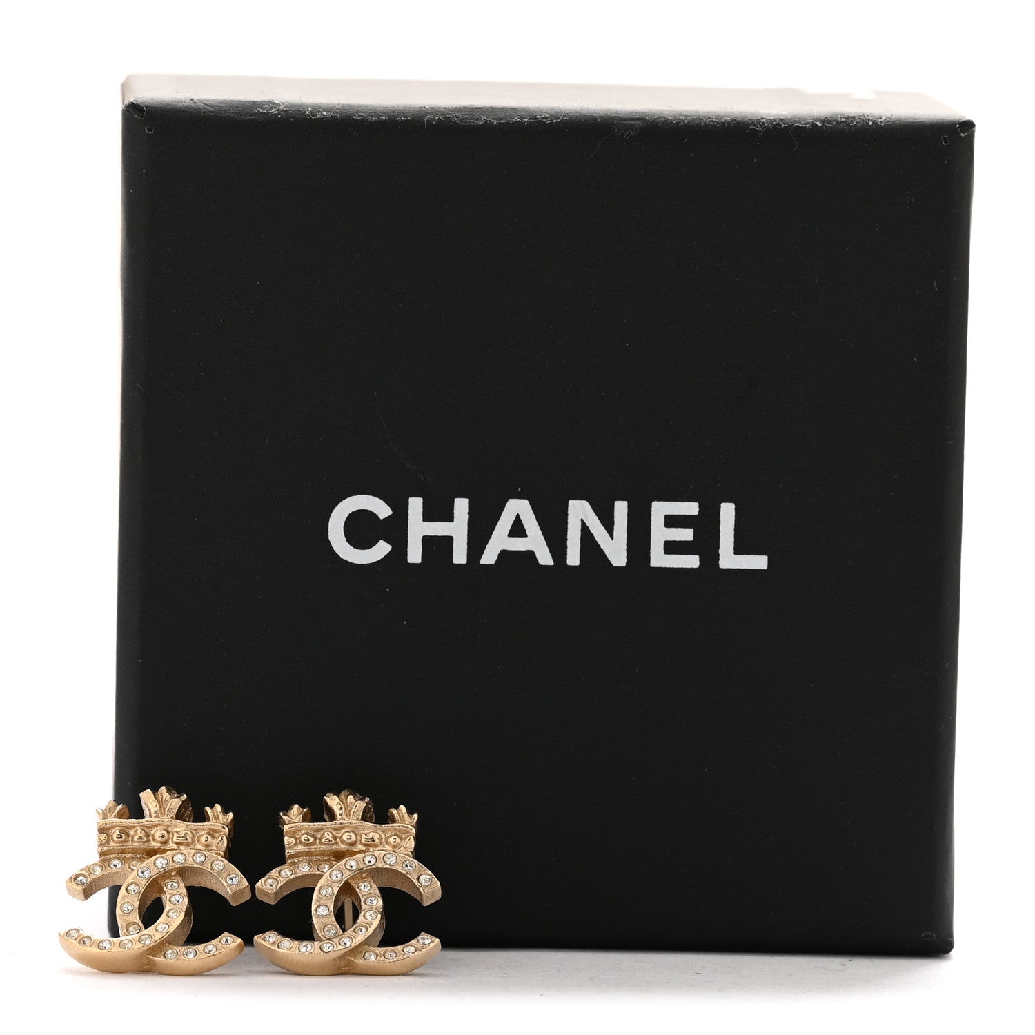 Crystal CC Crown Earrings Gold