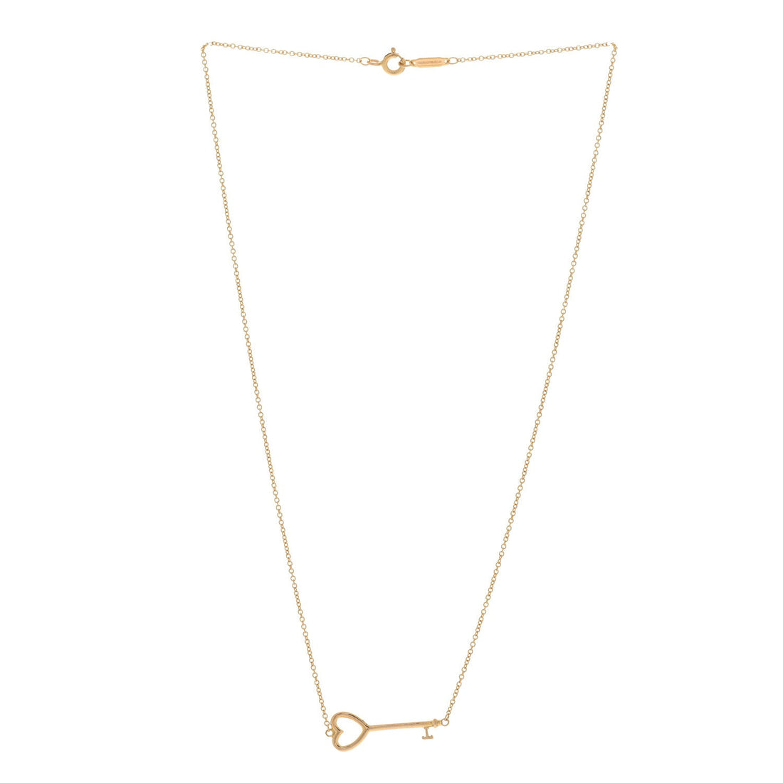 18K Yellow Gold Heart Key Pendant Necklace