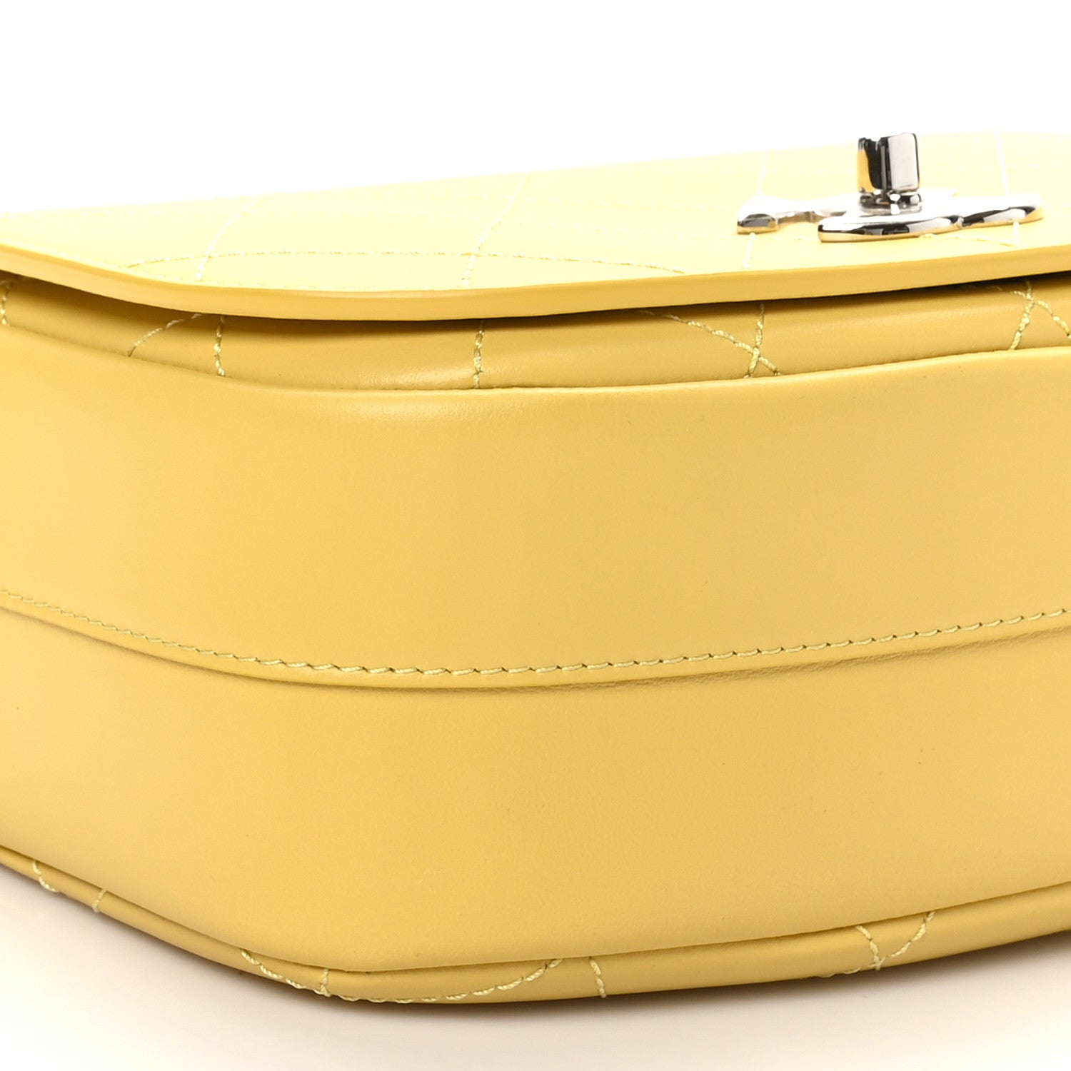 Calfskin Stitched Small Ring My Bag Flap Crossbody Yellow