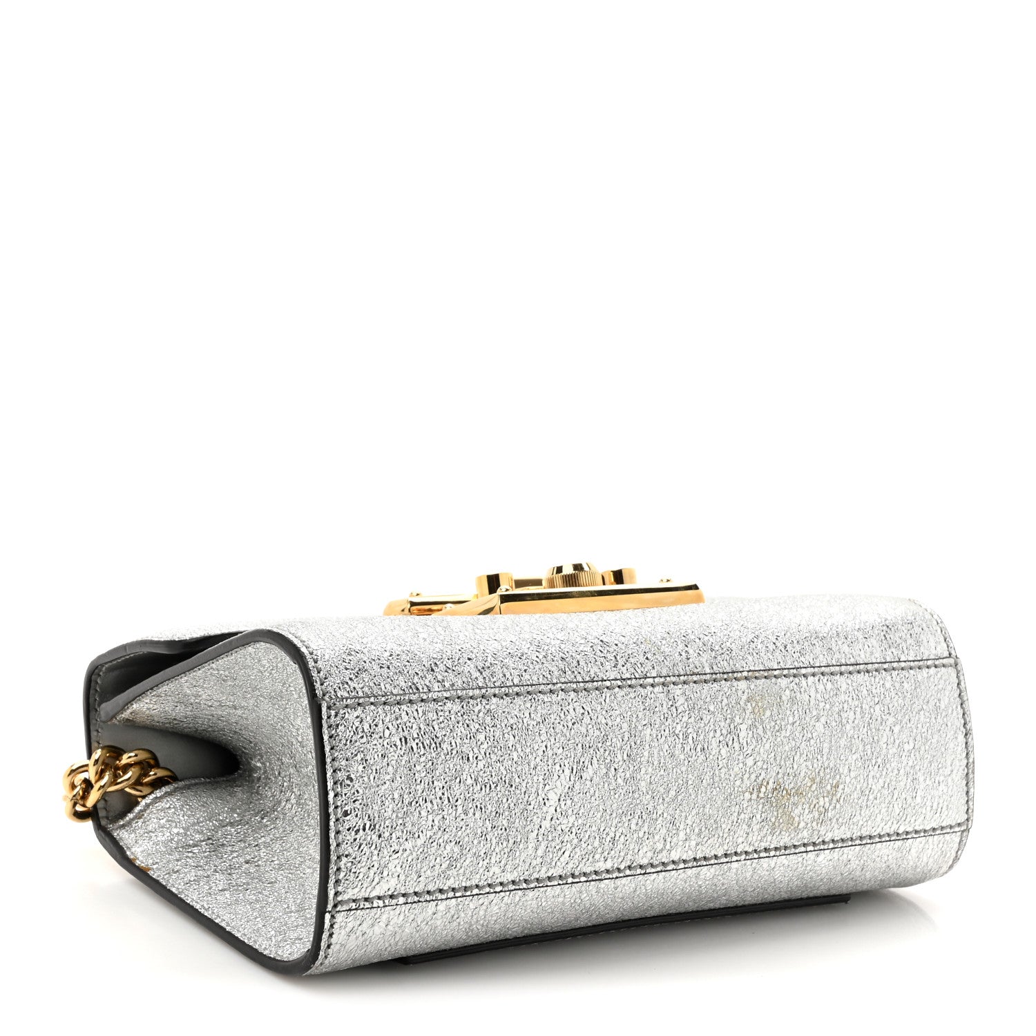 Galassia Small Padlock Shoulder Bag Argento