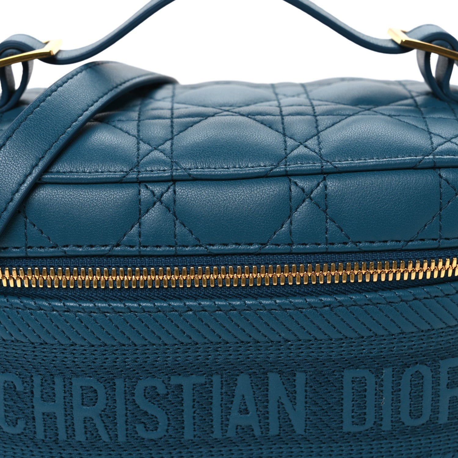 Lambskin Cannage Small Diortravel Vanity Case Deep Ocean