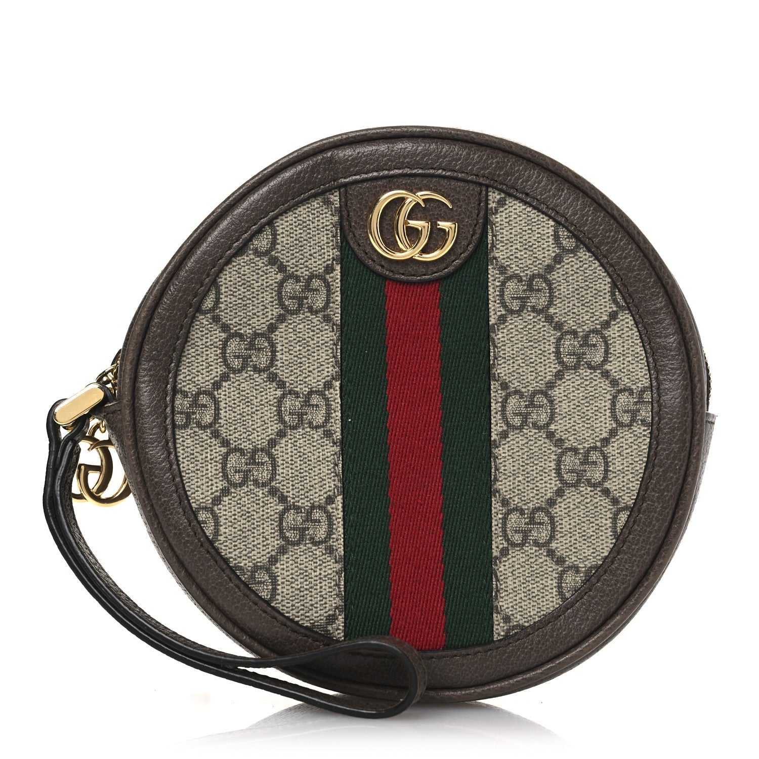 GG Supreme Monogram Web Ophidia Circle Wristlet Beige New Acero