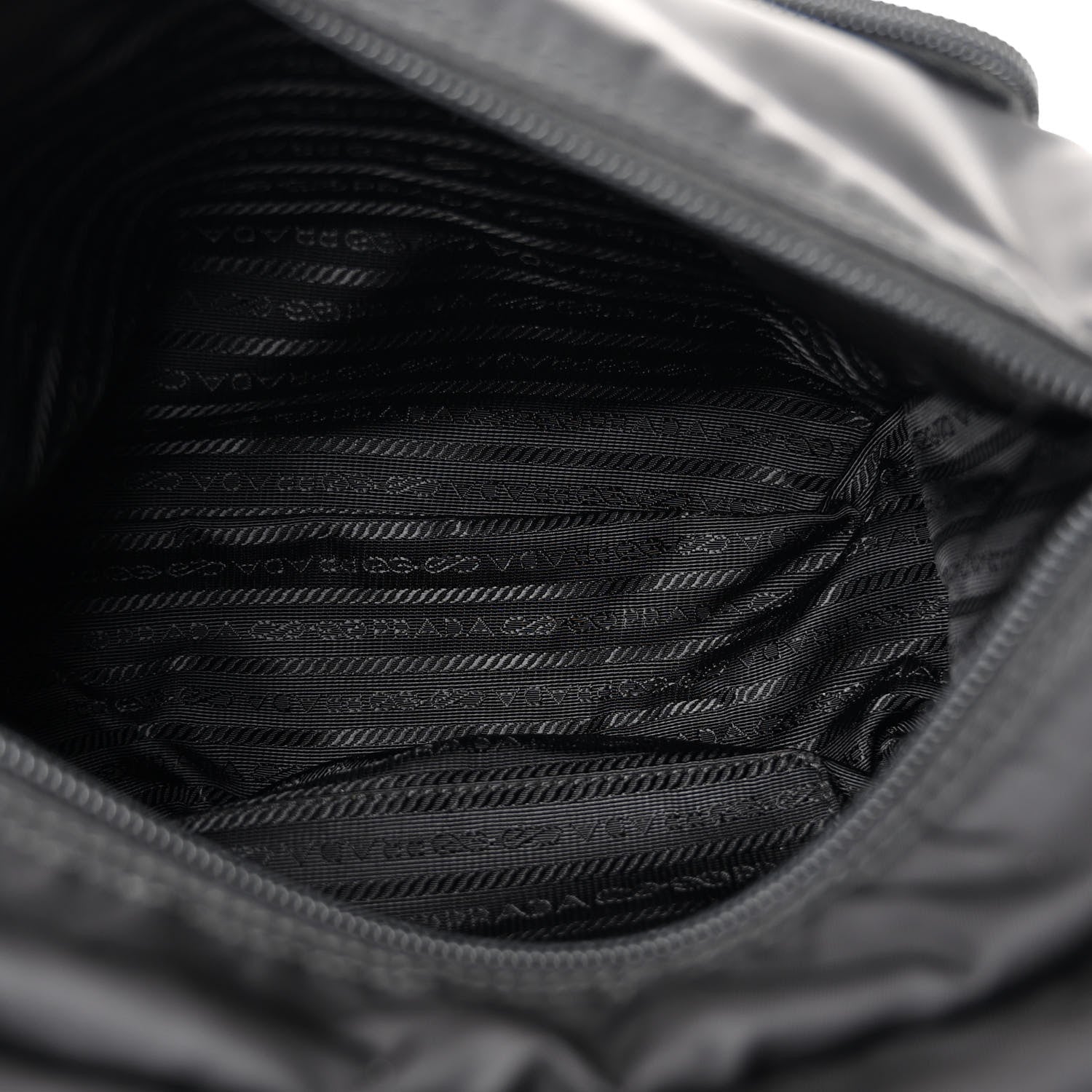 Re-Nylon Vela Saffiano Pocket Double Buckle Messenger Shoulder Bag Black