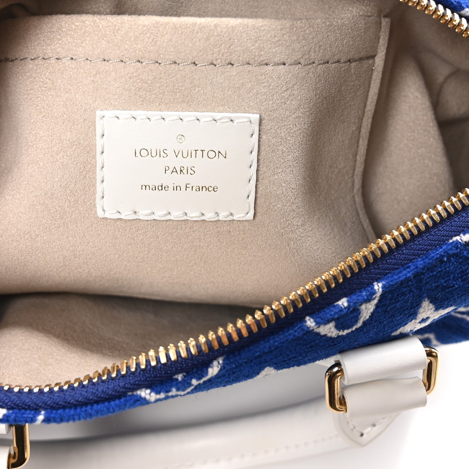 Jacquard Velvet Monogram LV Match Speedy Bandouliere 20 Blue