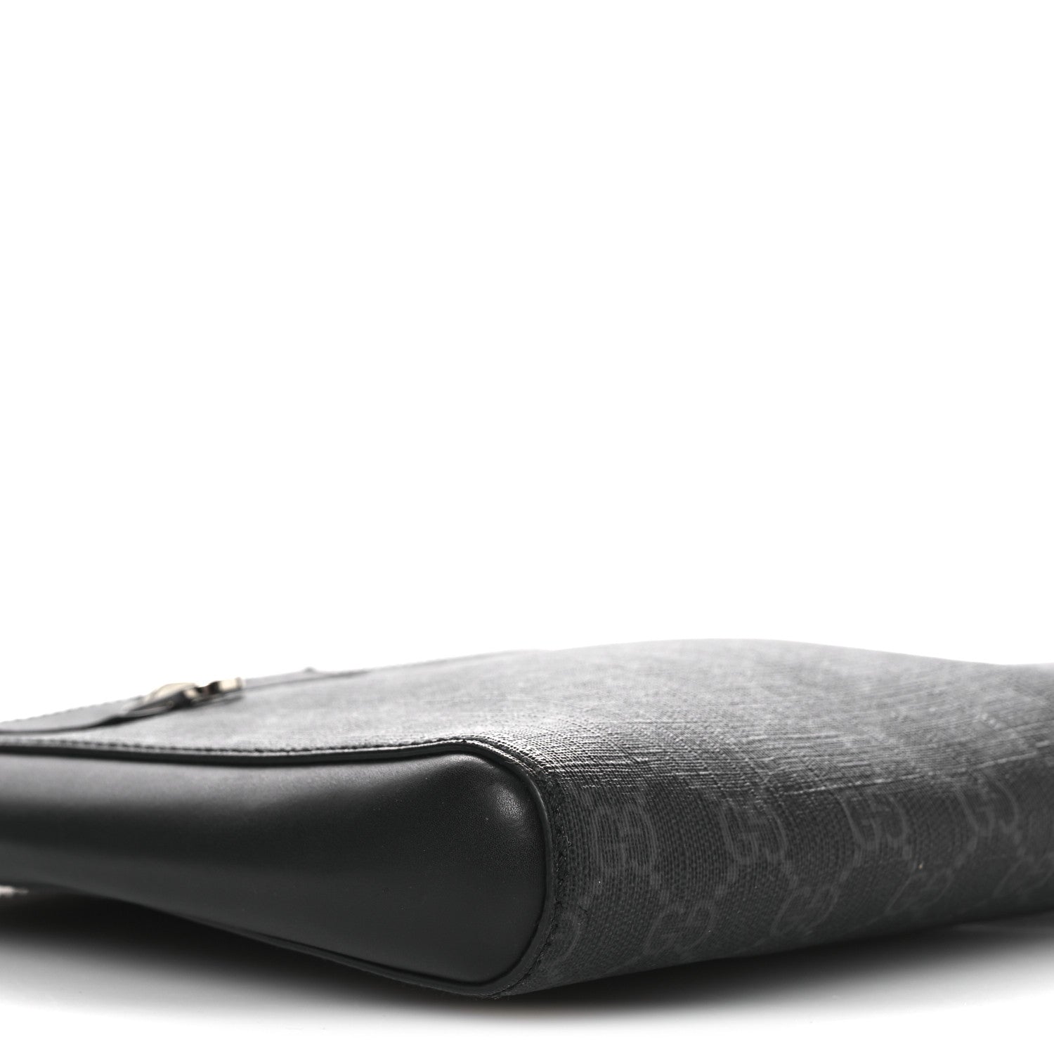 GG Supreme Monogram Web Small Flat Messenger Bag Black Grey