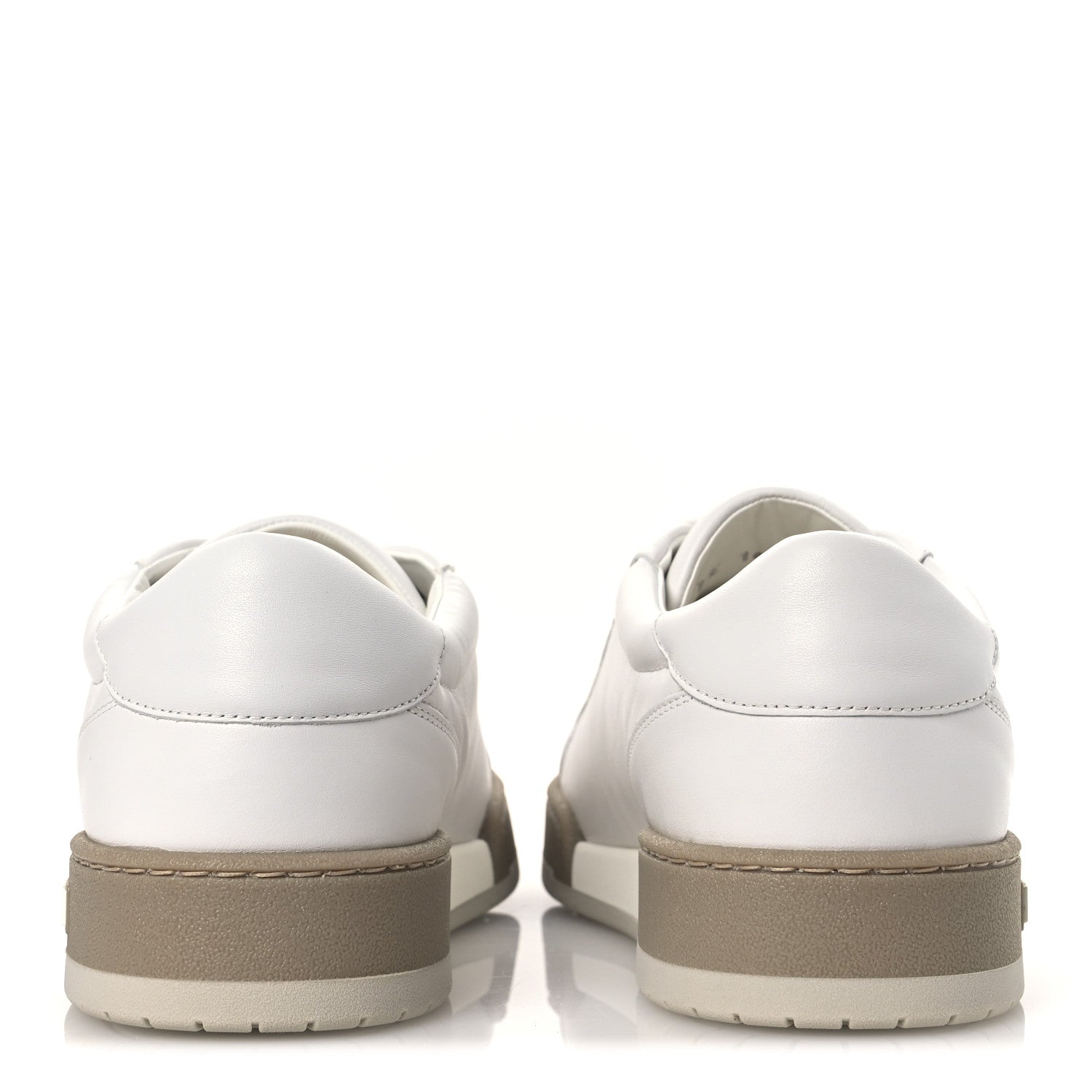 Calfskin Mens Fendi Match Low Top Sneakers 7 White Beige