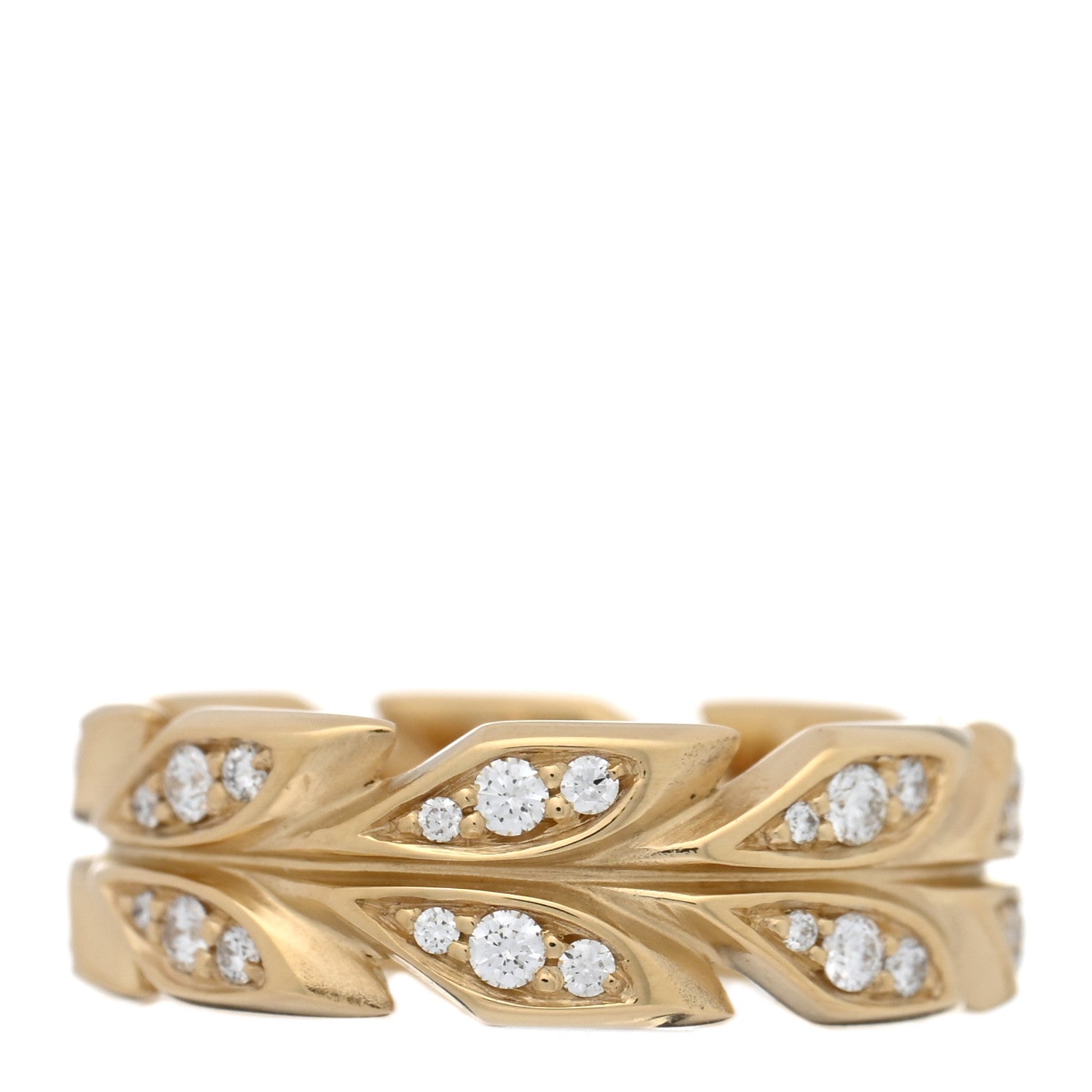 18K Yellow Gold Diamond Victoria Vine Band Ring 49 5