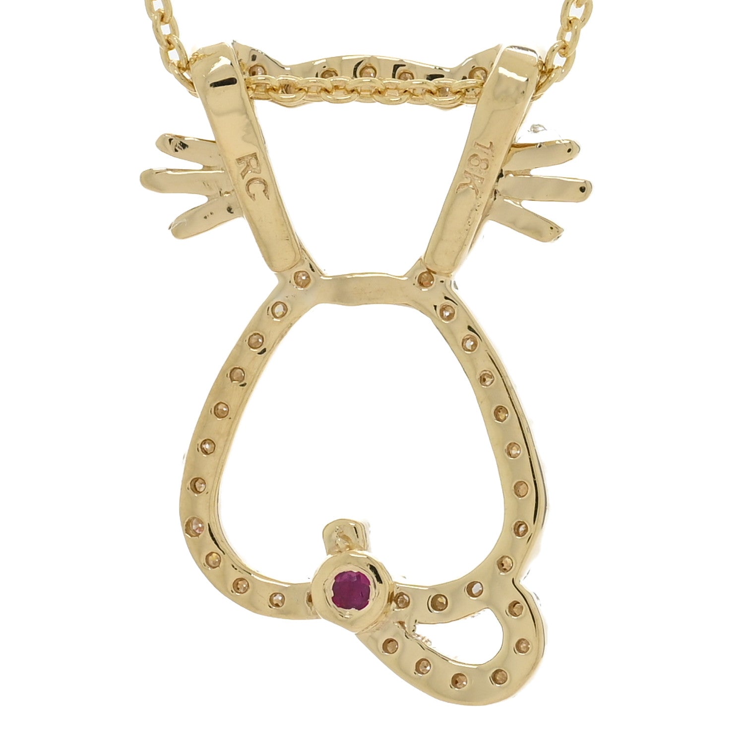 18K Yellow Gold Diamond Tiny Treasures Cat Pendant Necklace
