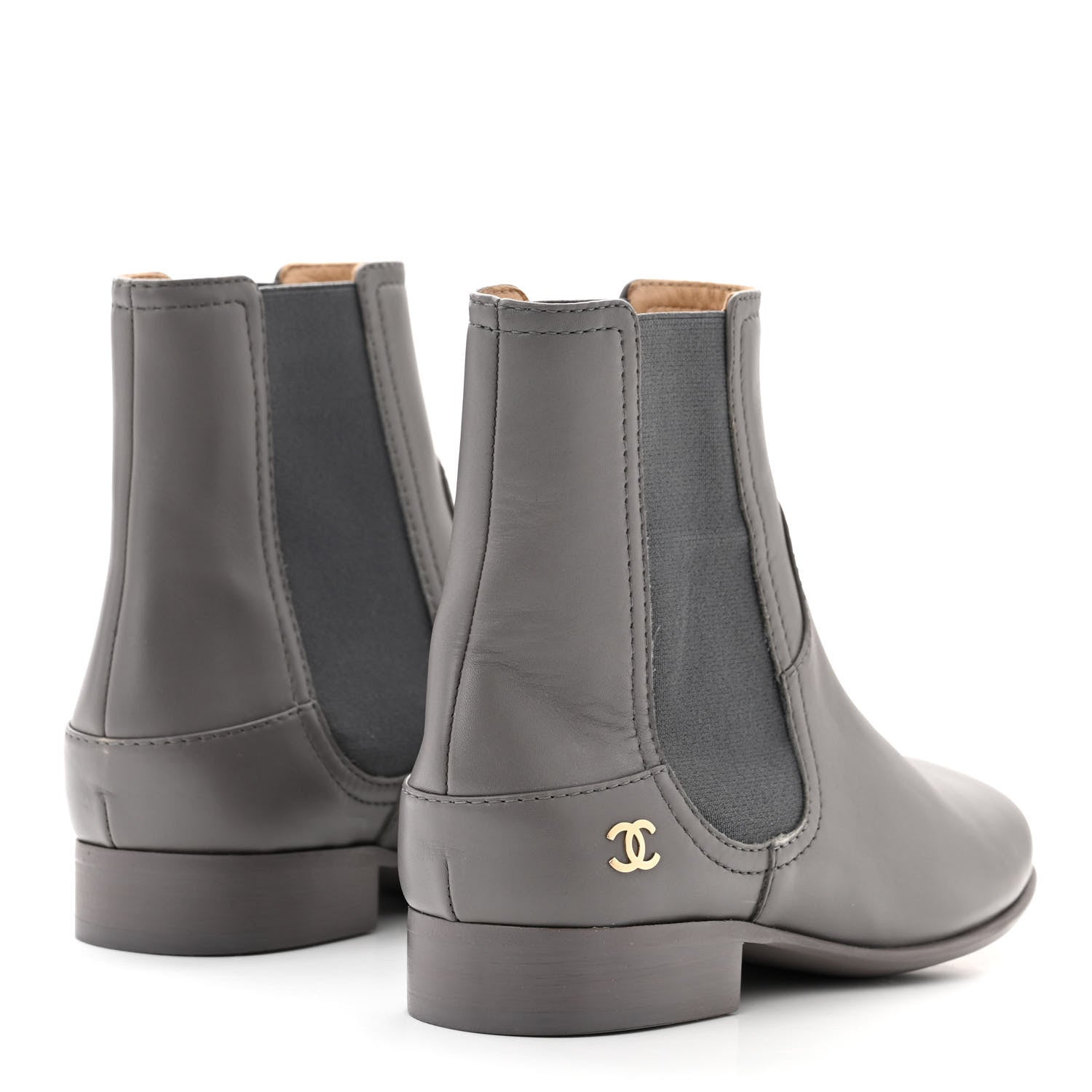 Calfskin Elastic Short Boots 36.5 Grey