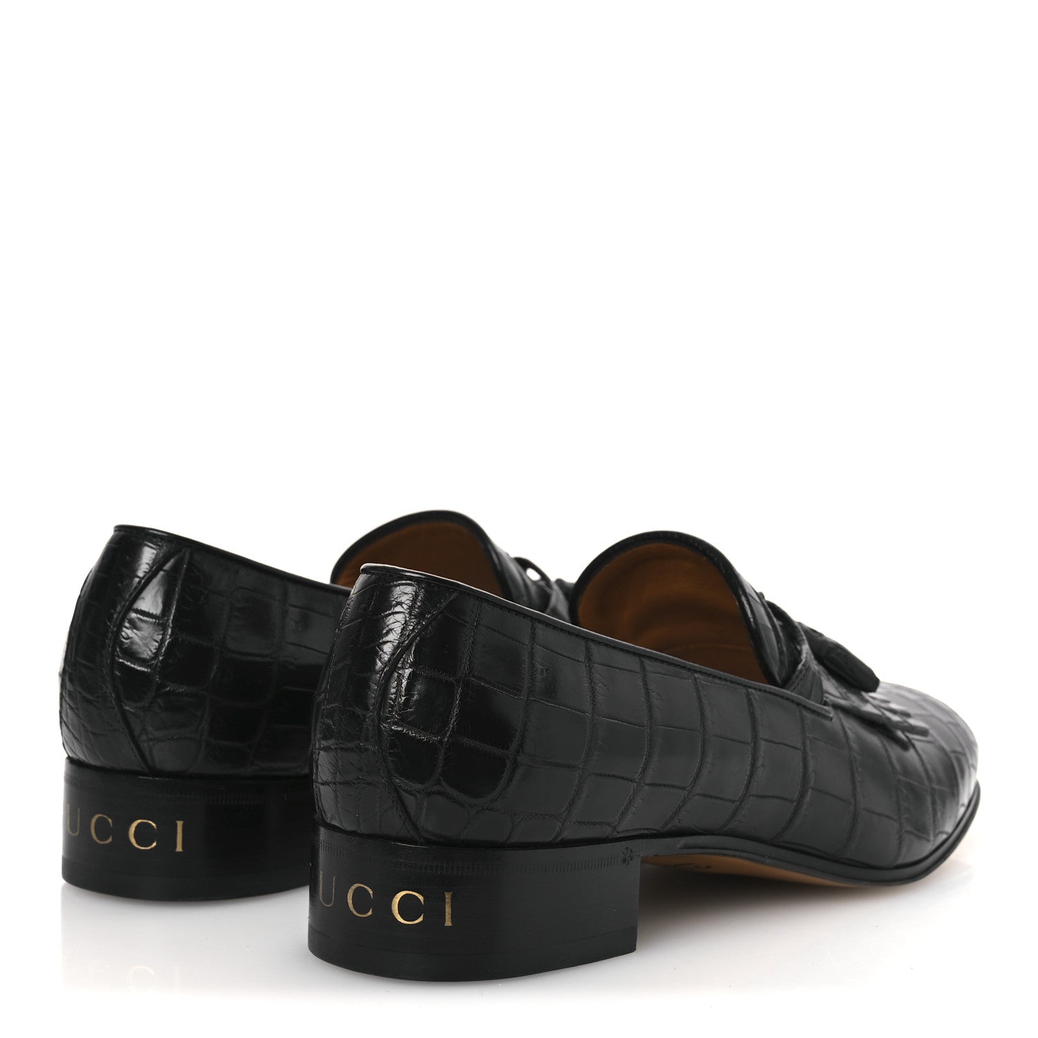 Crocodile Niloticus Mens Tassel Loafers 8 Black
