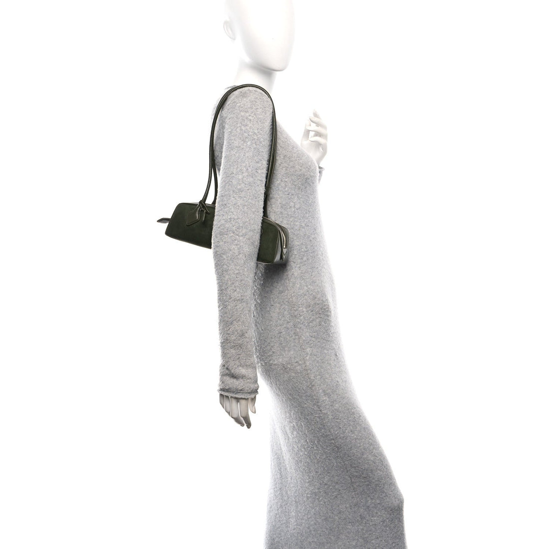 Suede Goatskin Small Le Teckel Bag Olive Green