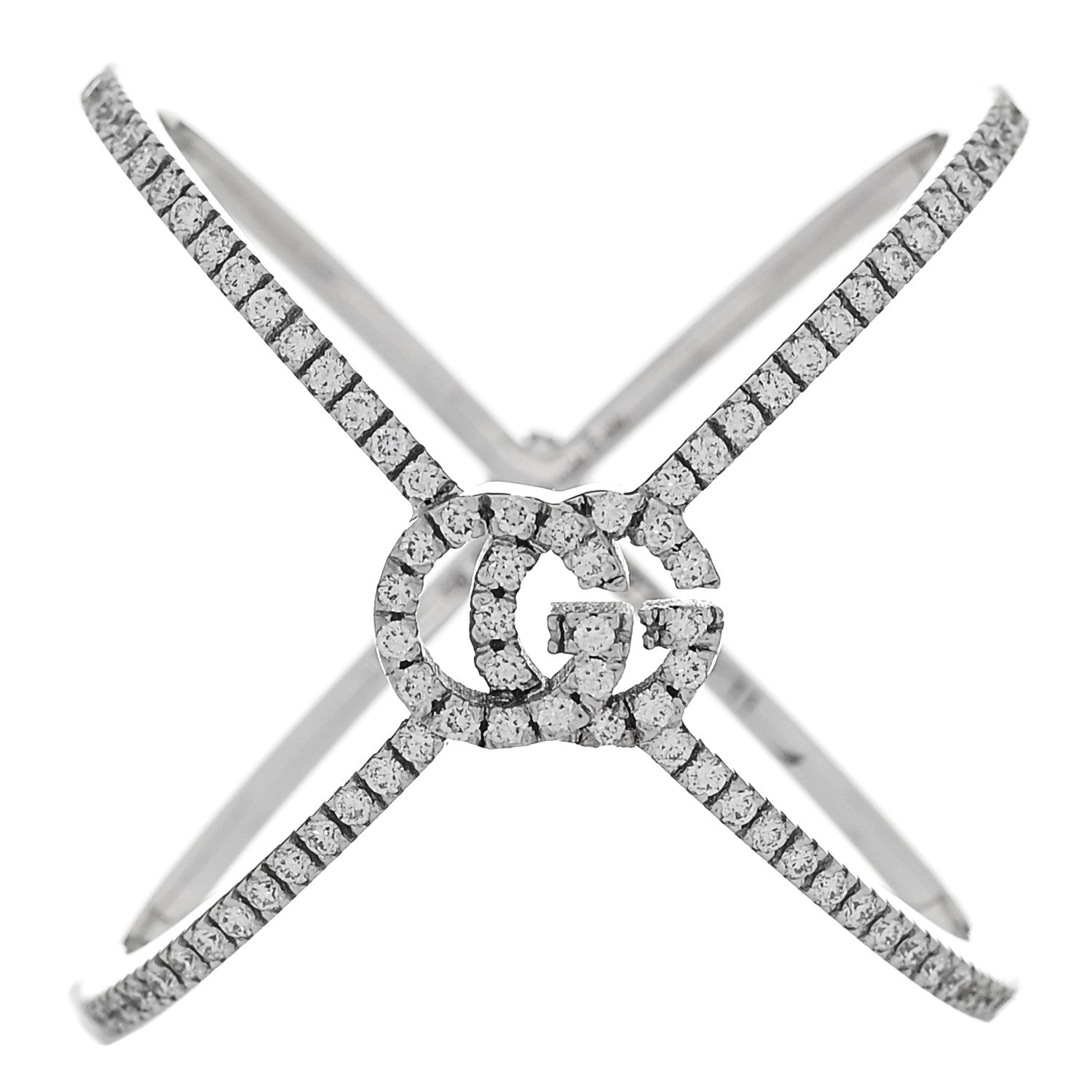 18K White Gold Diamond Running G Cross Ring 51 5.75