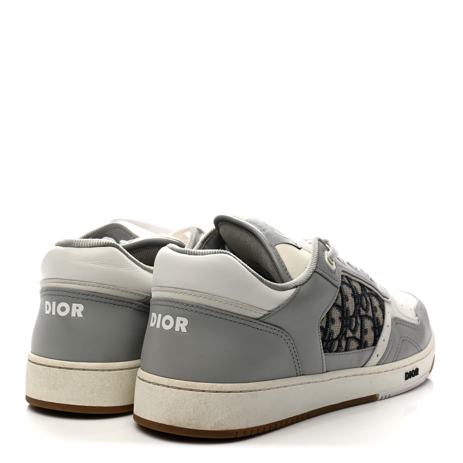 Smooth Calfskin Jacquard Oblique Mens B27 Low Top Sneakers 43 Beige Blue