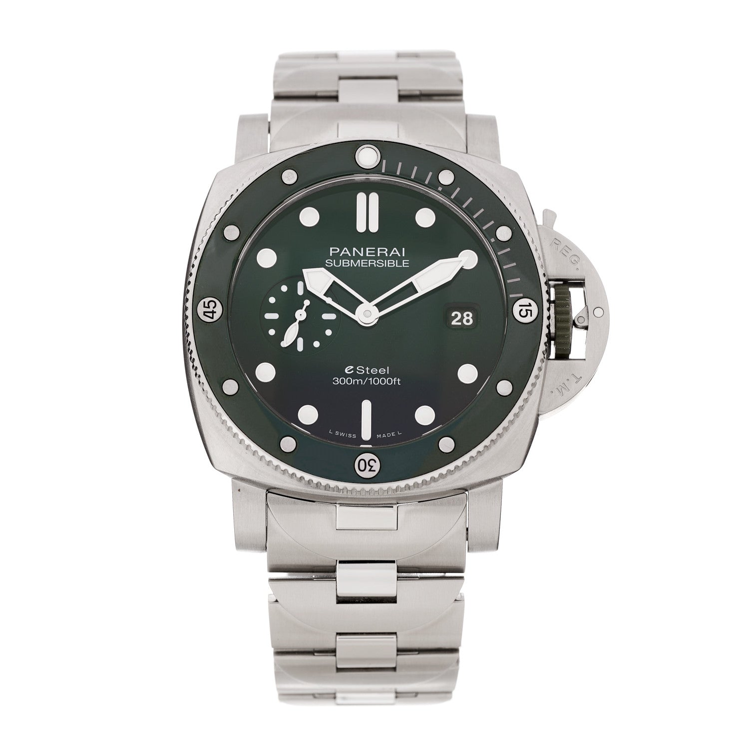 Stainless Steel 44mm Submersible Quaranta Quattro Automatic Watch Green PAM01287