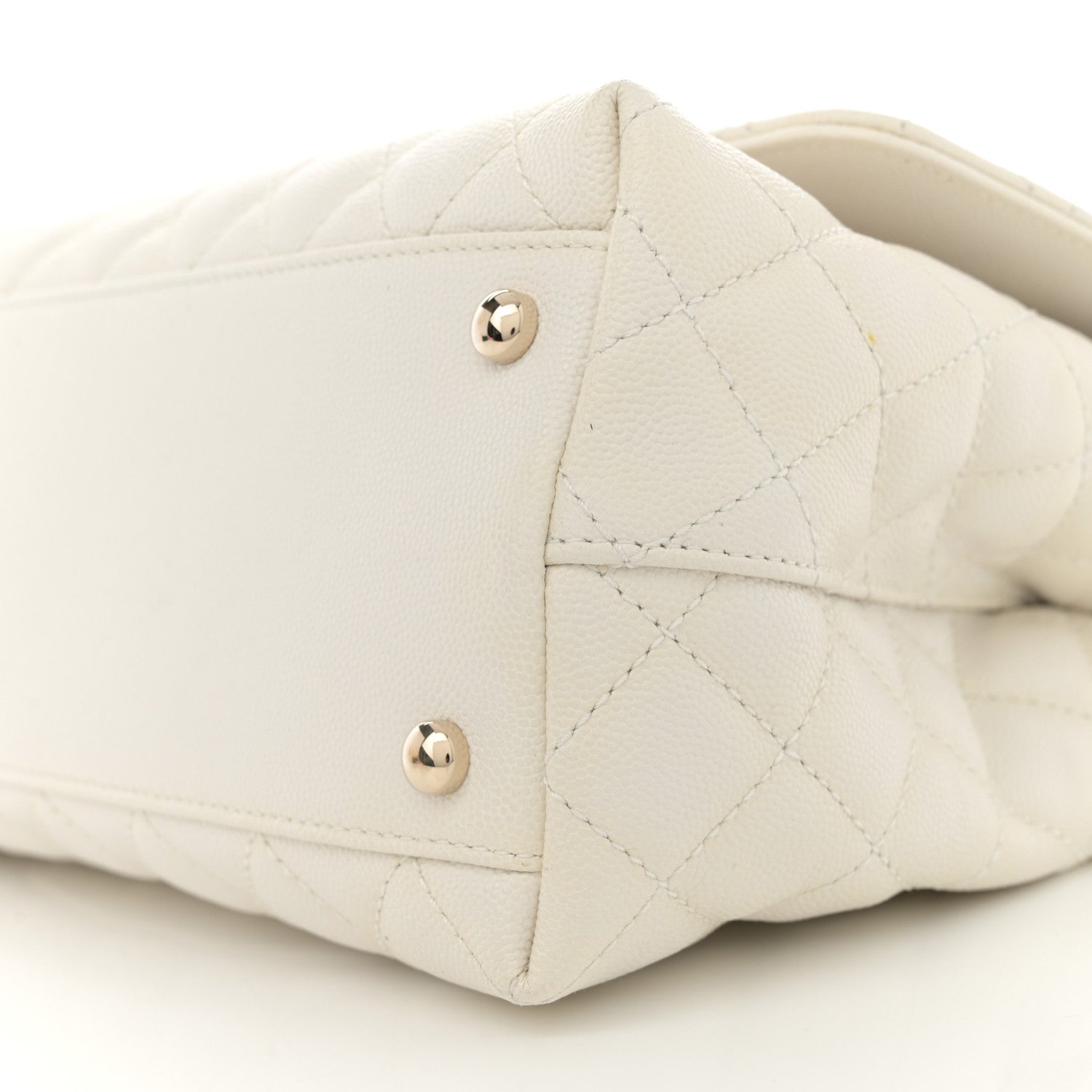 Caviar Quilted Small Coco Handle Flap White
