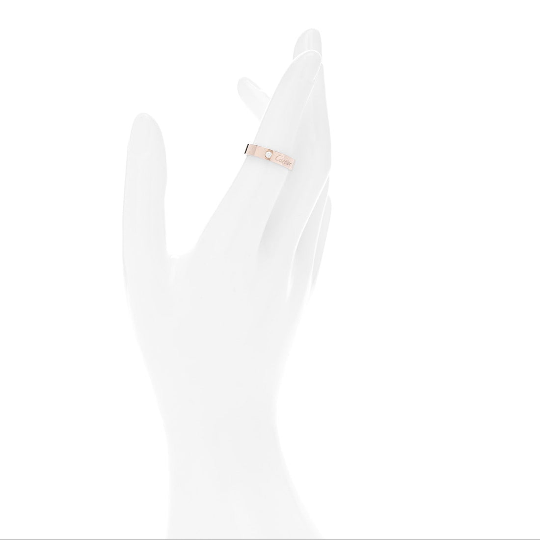 18K Pink Gold Diamond 4mm C De Cartier Wedding Band Ring 51 5.75