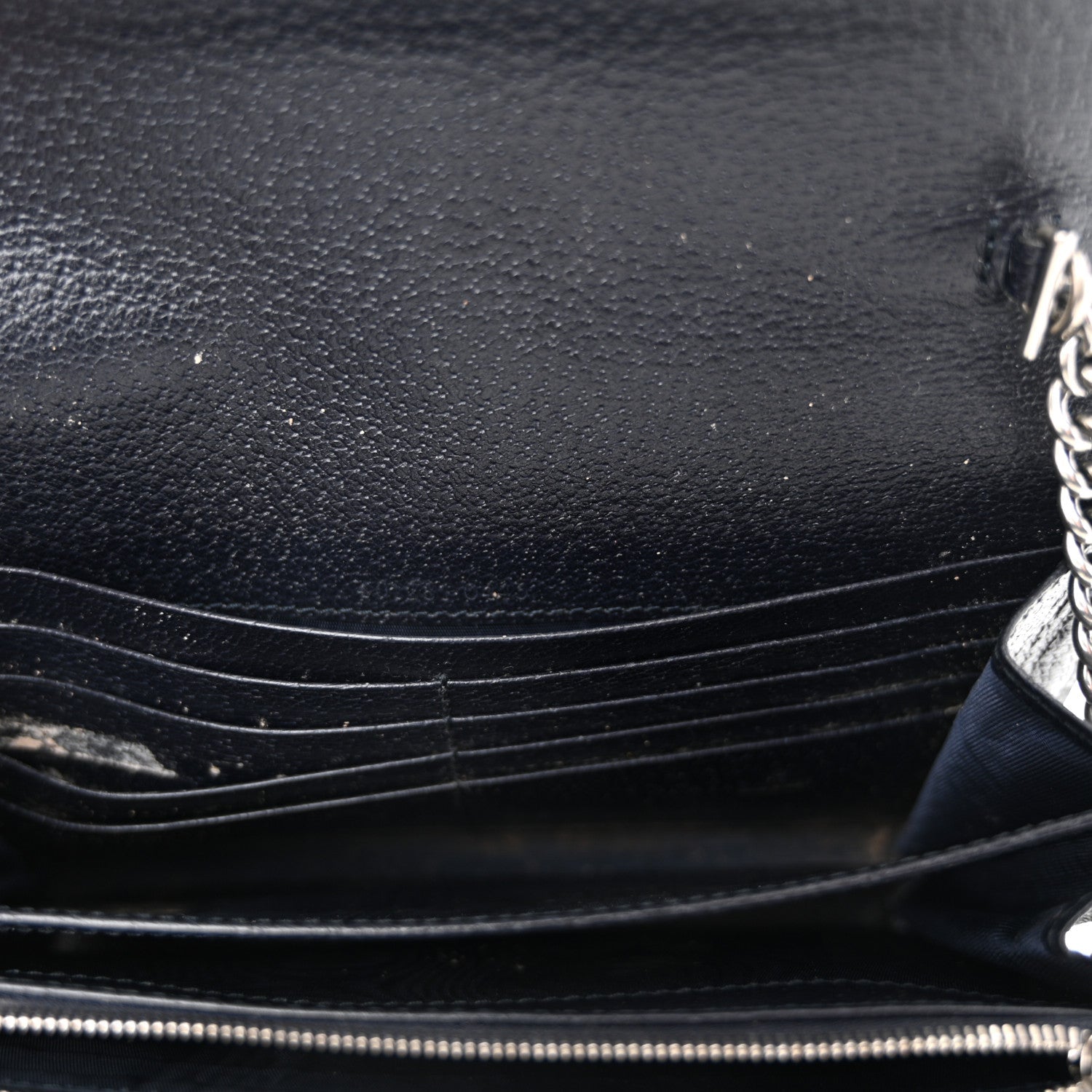 GG Supreme Monogram Textured Dollar Calfskin Mini Dionysus Chain Wallet Beige Blue