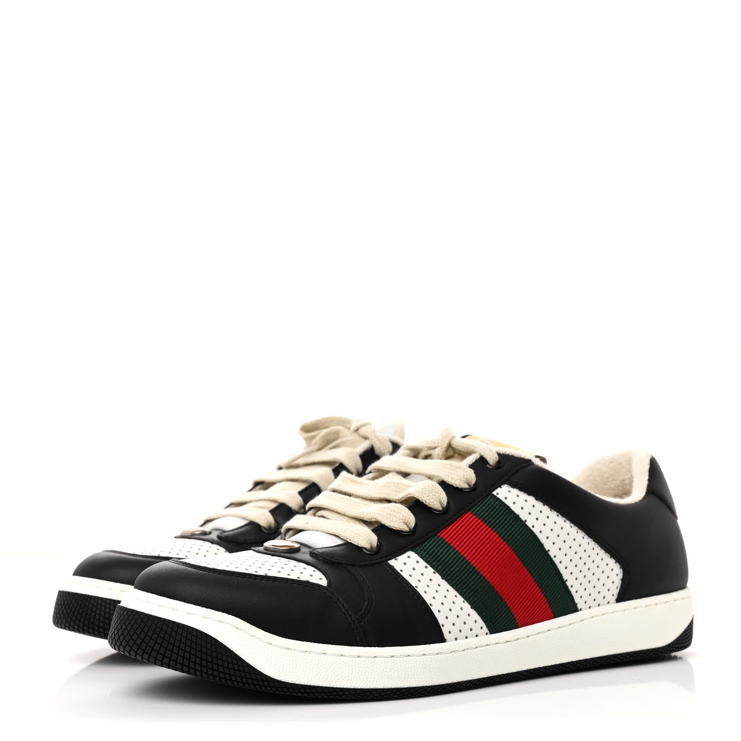 Calfskin Web Mens Screener Sneakers 9 Black White