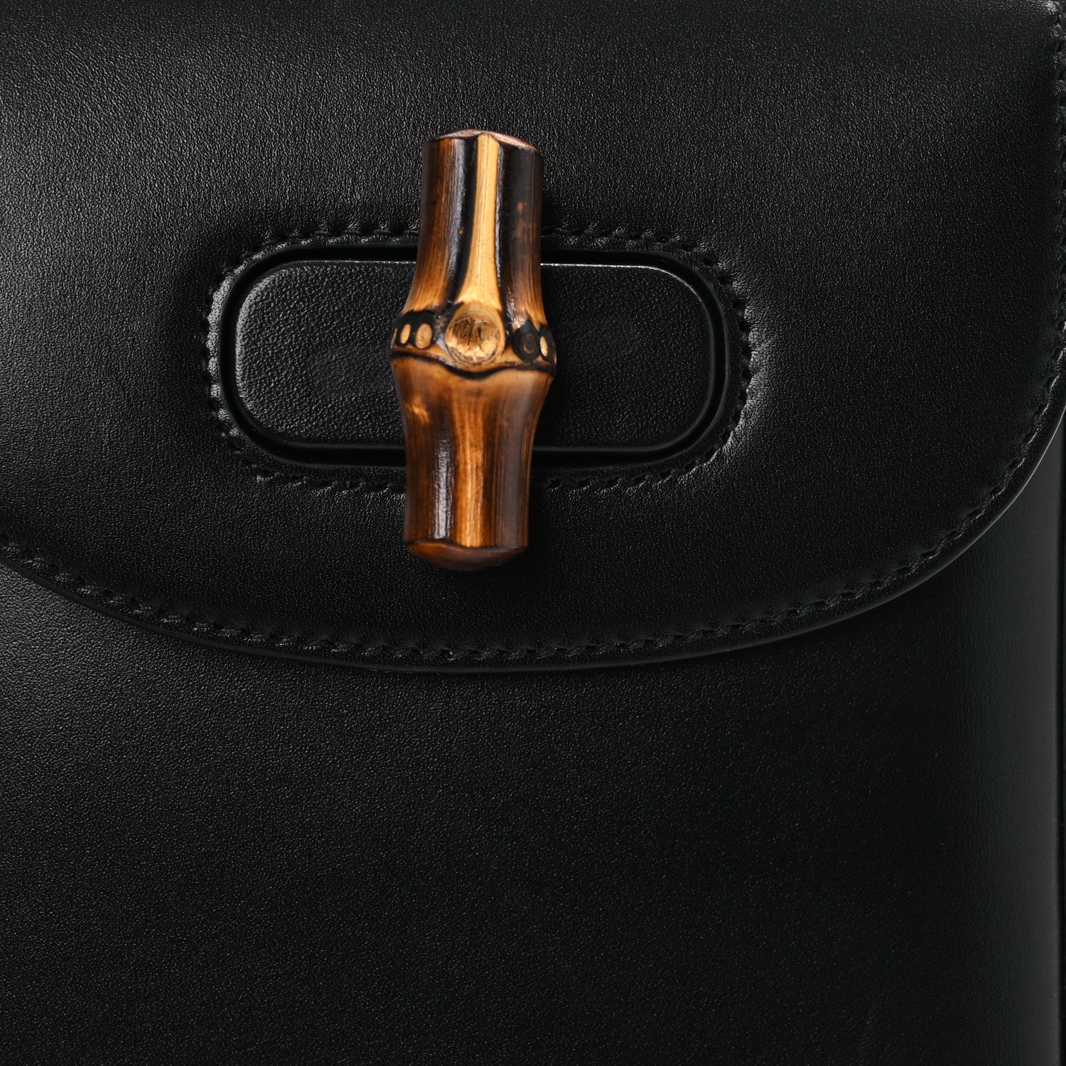 Calfskin Mini Bamboo Top Handle 3 Way Shoulder Bag Black