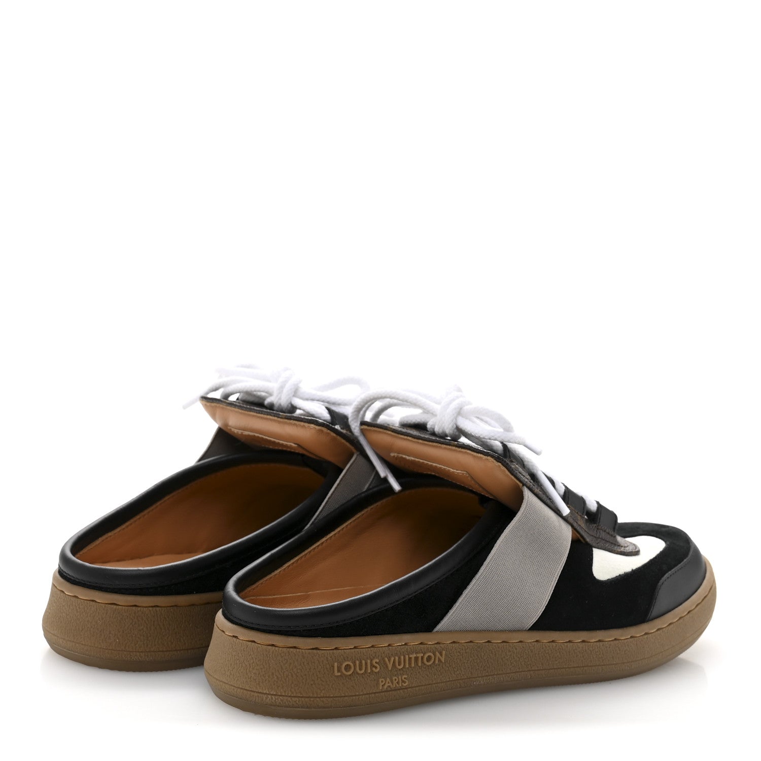 Suede Monogram Lous Open Back Sneaker 37 Black