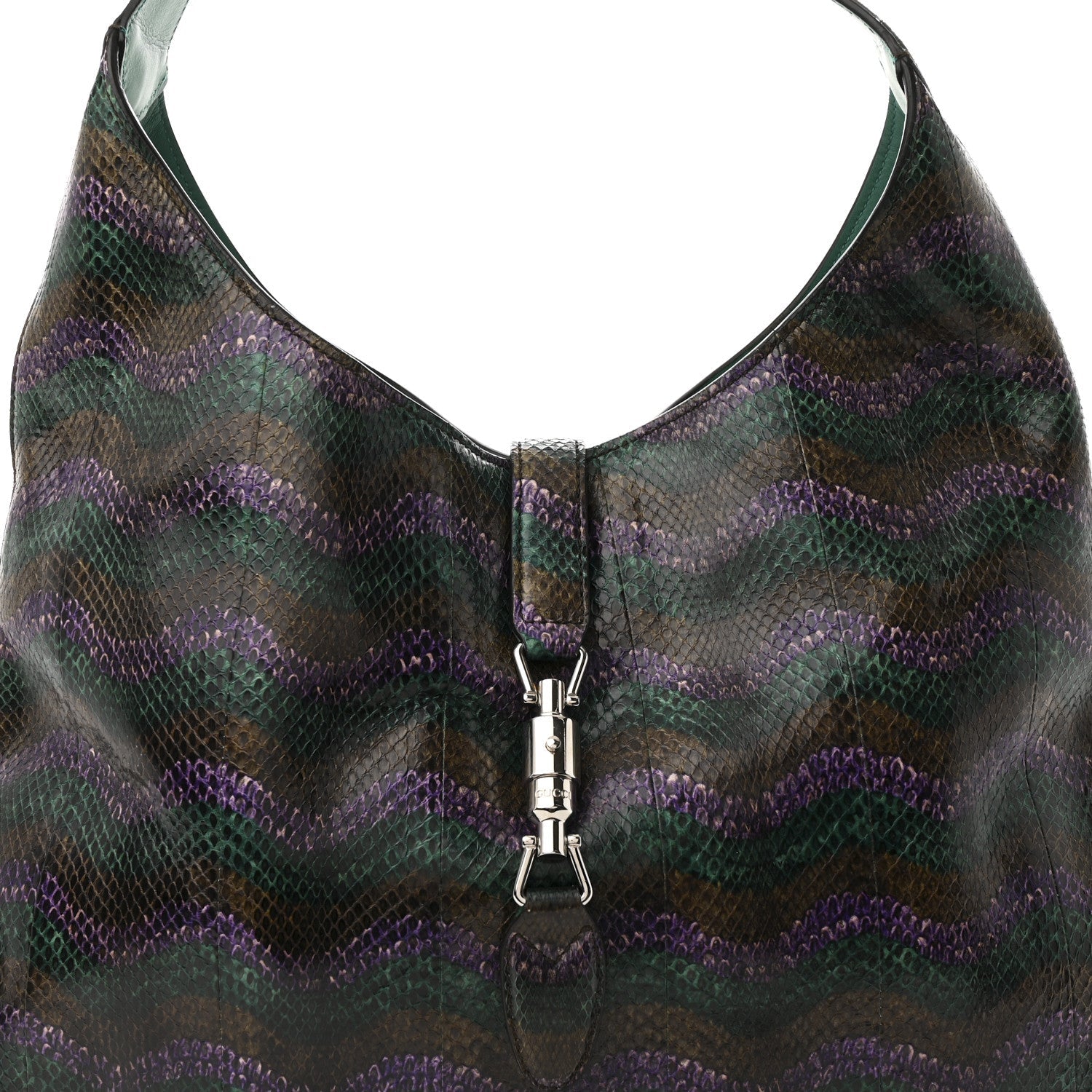 Snakeskin Large Jackie Hobo Green Multicolor