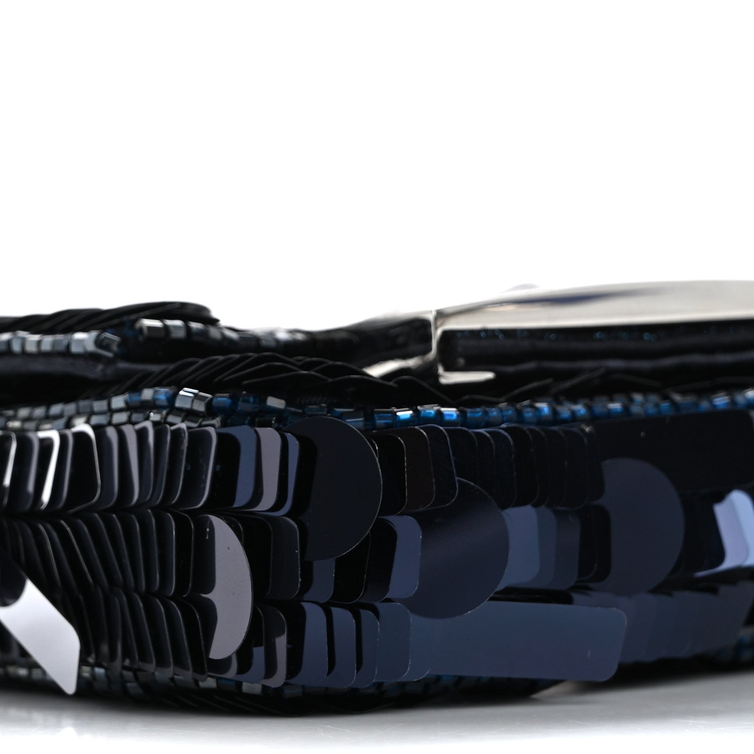 Sequin Paillettes Shiny Nappa Sex and the City Nano Maxi Buckle Baguette Charm Midnight