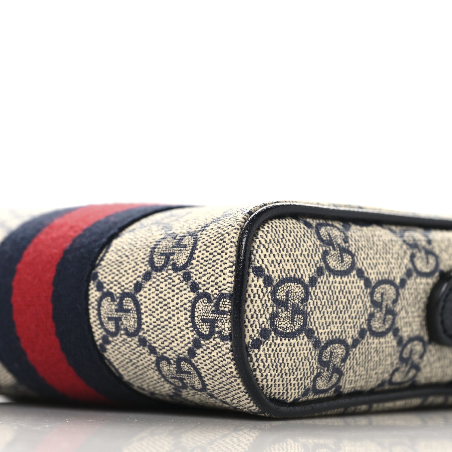 GG Supreme Monogram Textured Calfskin Web Mini Ophidia Messenger Beige Blue