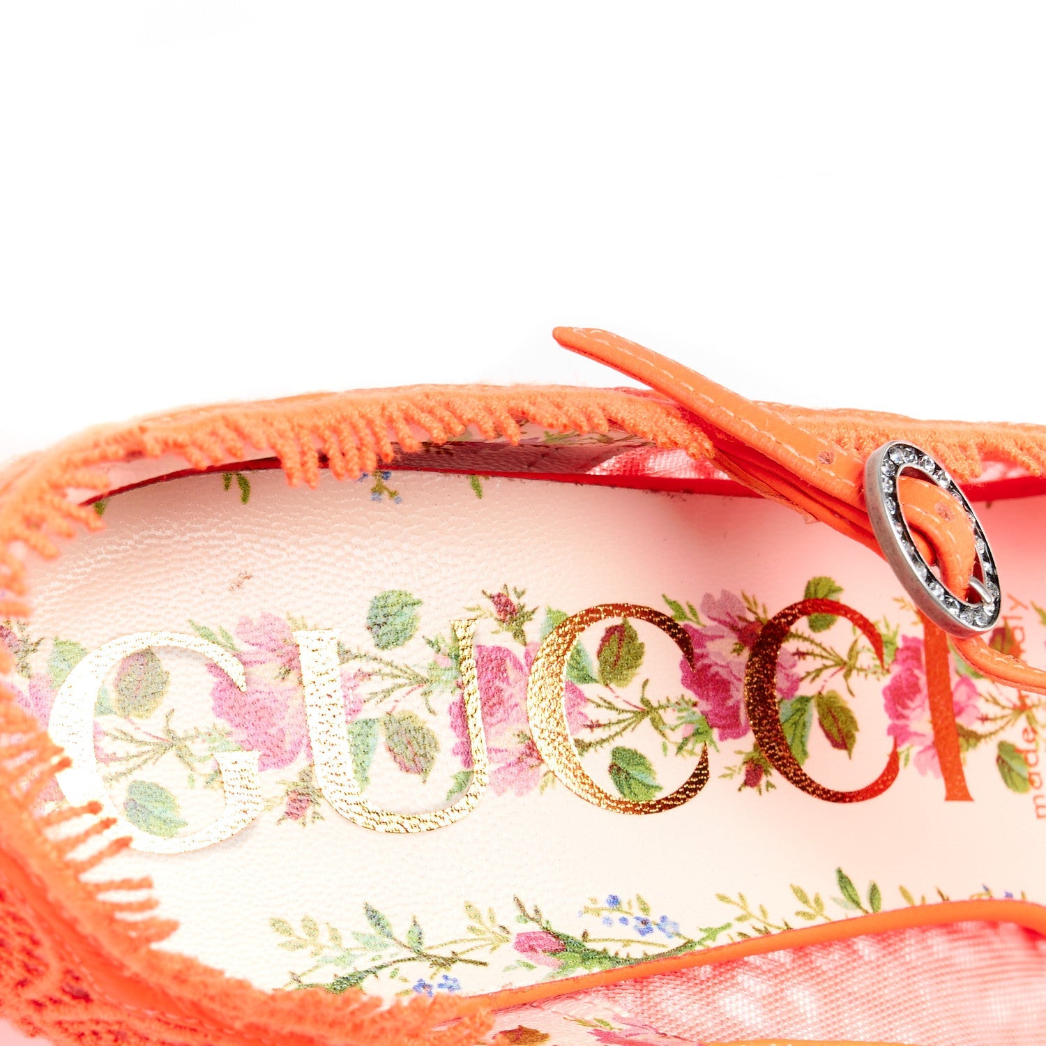 Lace Pizzo Venice Pumps 38.5 Orange Fluo