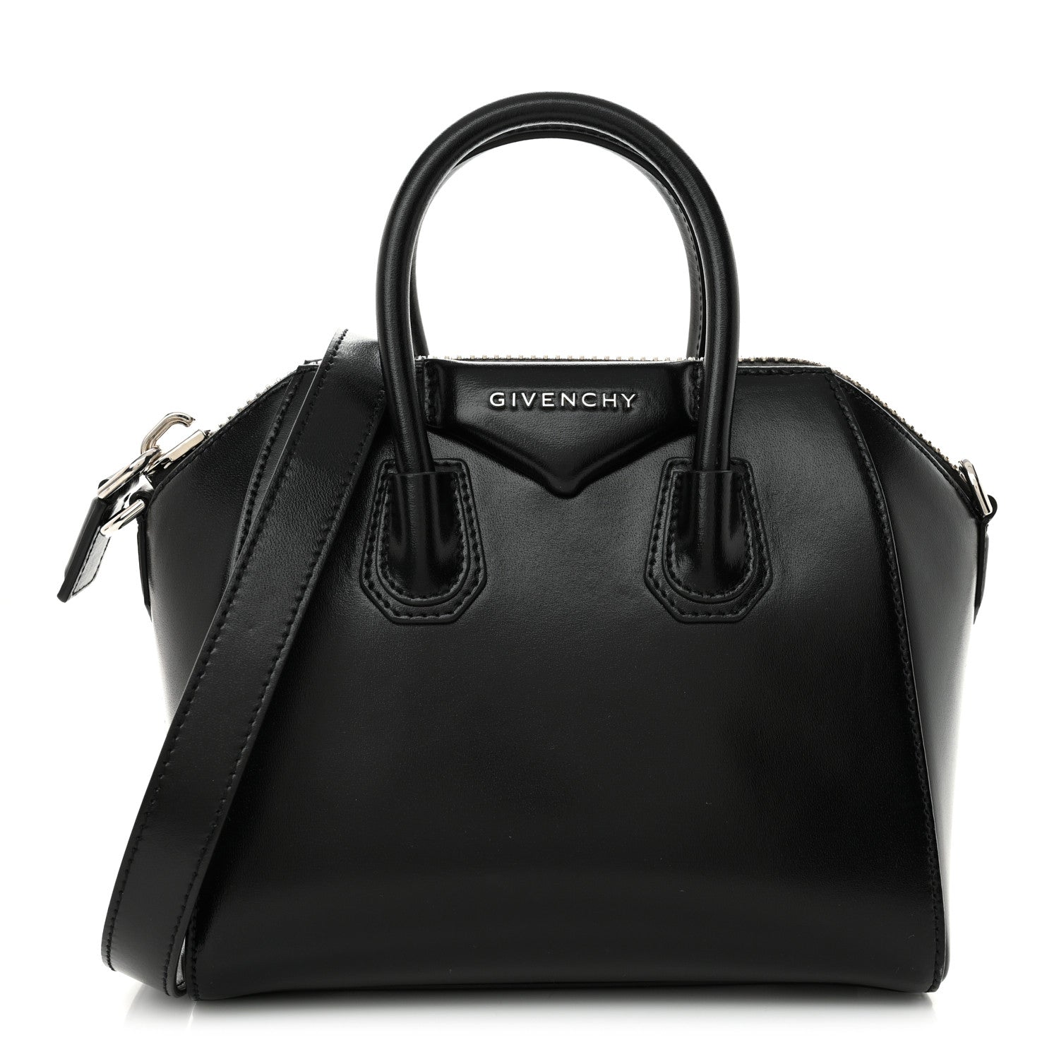 Shiny Lord Calfskin Mini Antigona Black