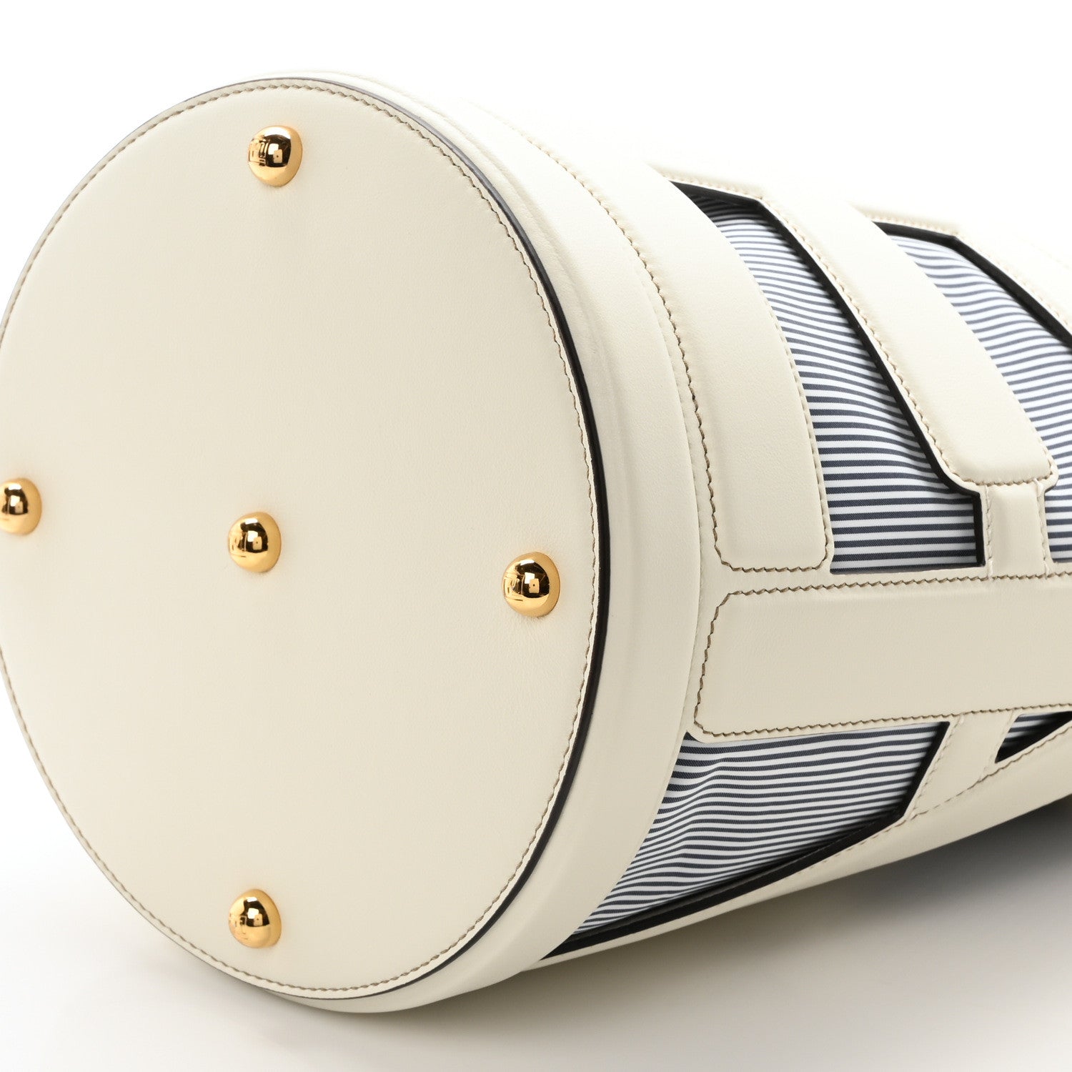 Nylon Vitello King Logo Step Out Bucket Bag White Rice Mirto