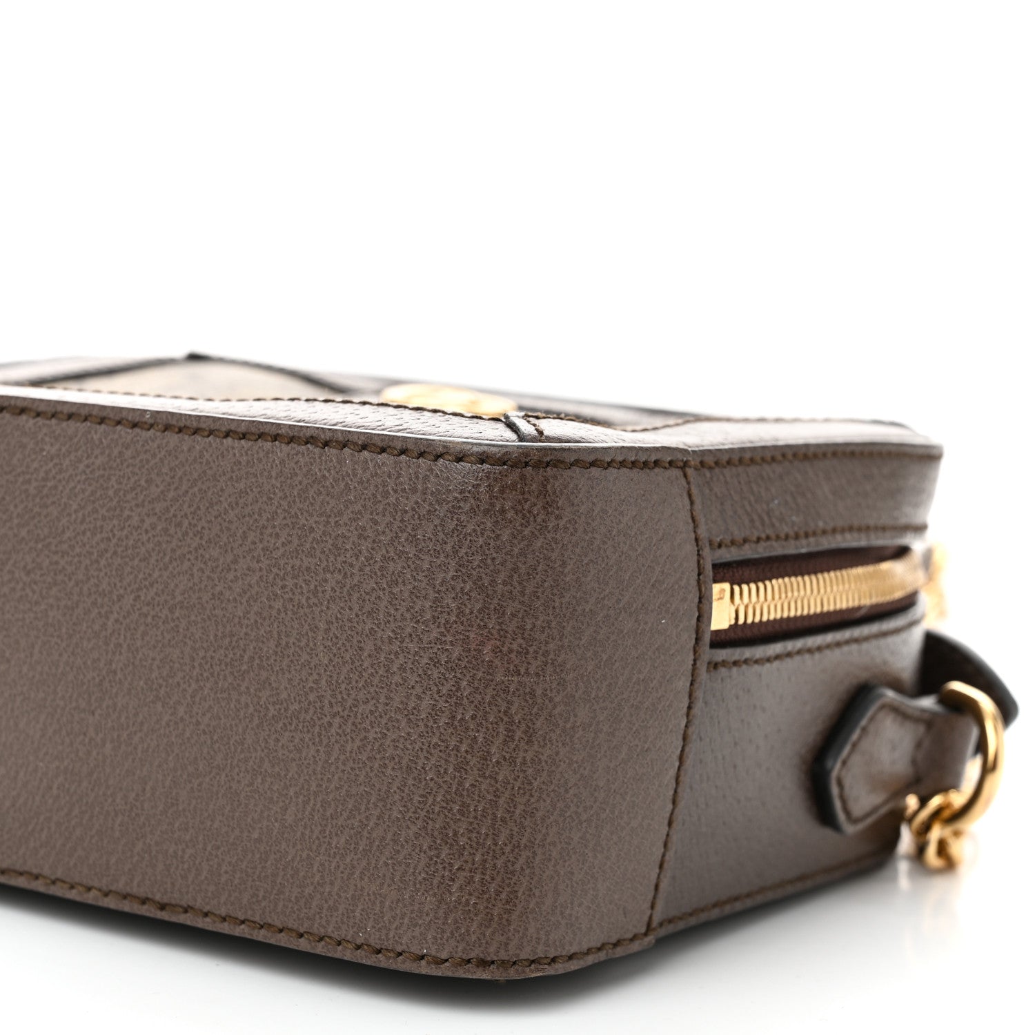 GG Supreme Monogram Mini Ophidia Top Handle Shoulder Bag Brown