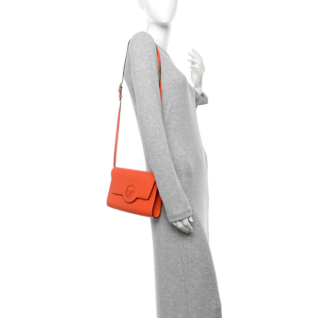 Grained Calfskin La Medusa Crossbody Bag Orange